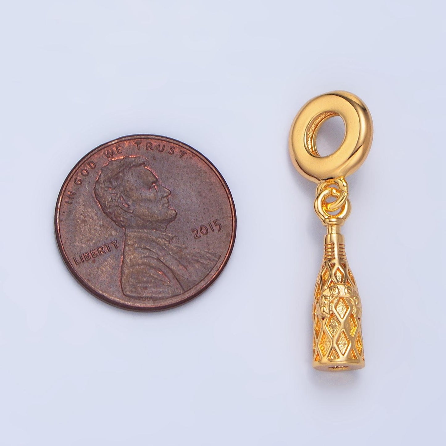 24 gold filled champagne bottle charm wine bottle rondelle bail drop pendant | x782