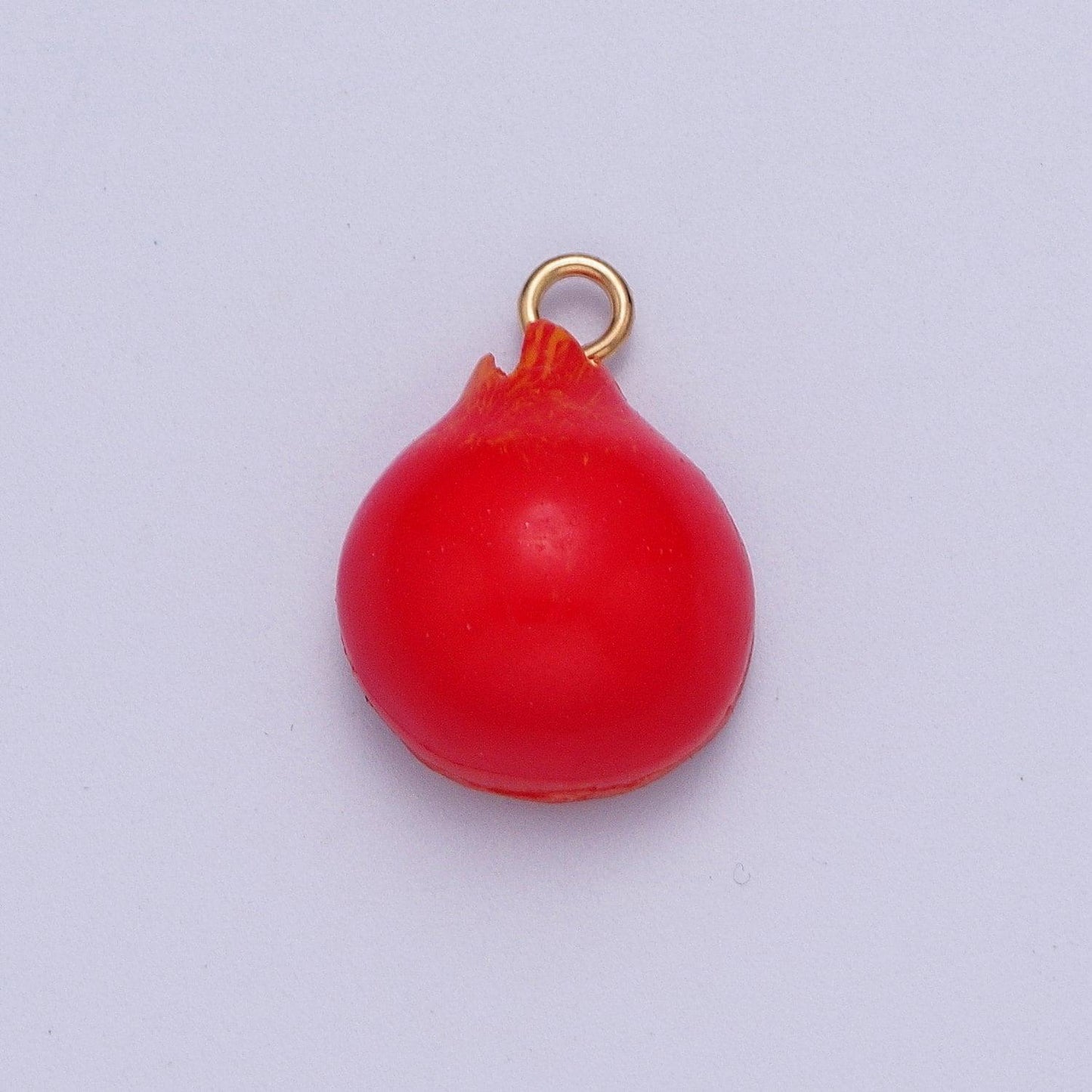 Bright red pomegranate cross-section pendant, 24k gold plated red pomegranate summer fruit charm | x-749
