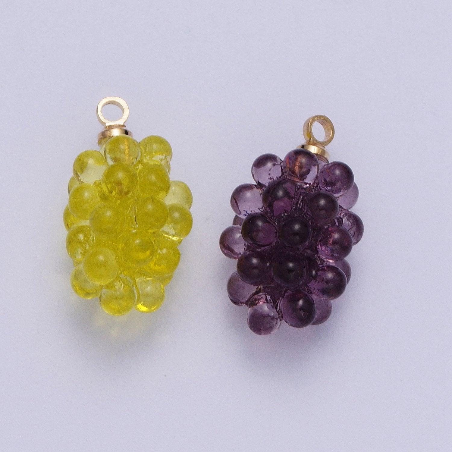 Dainty bunch of grapes pendant, 24k gold plated dark purple and green grapes seasonal fruits charms | x-746, x-748