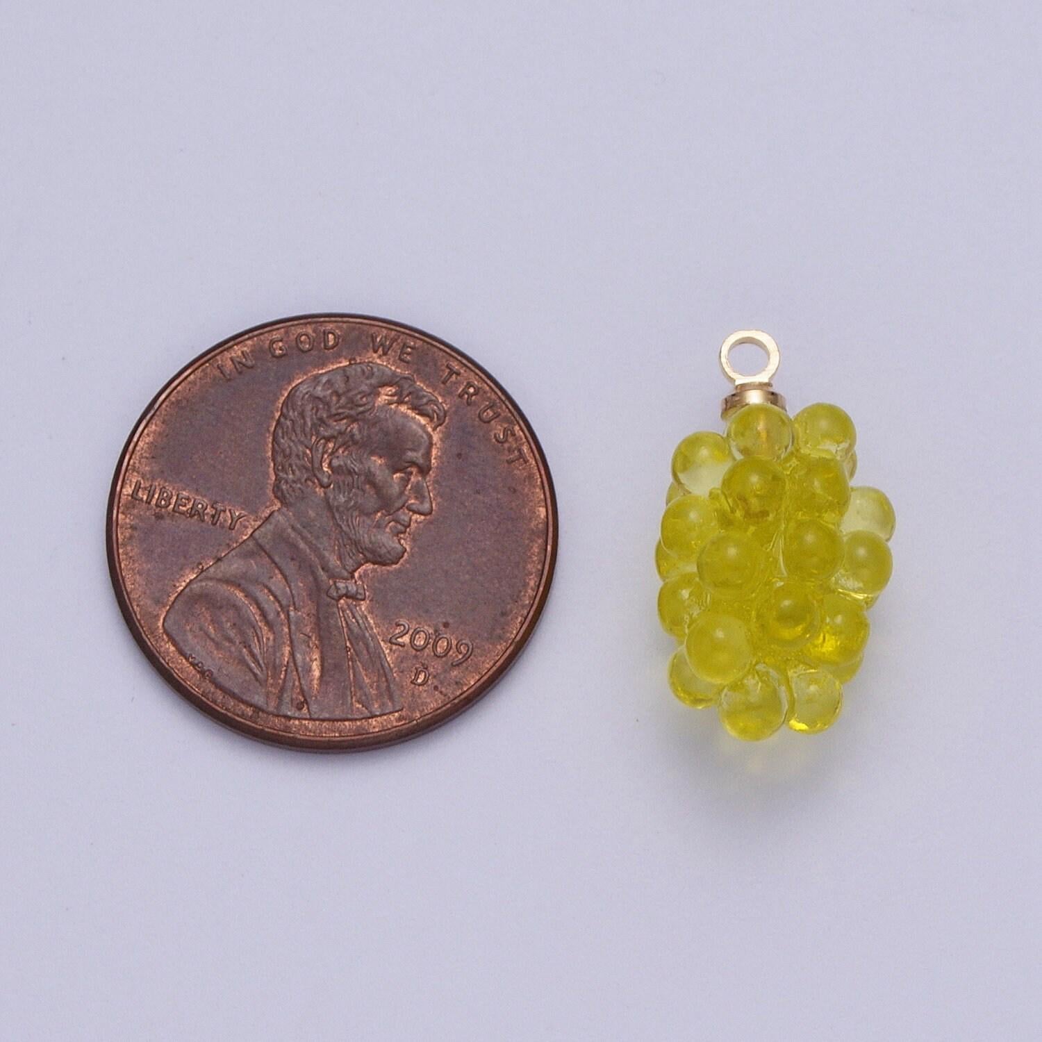 Dainty bunch of grapes pendant, 24k gold plated dark purple and green grapes seasonal fruits charms | x-746, x-748