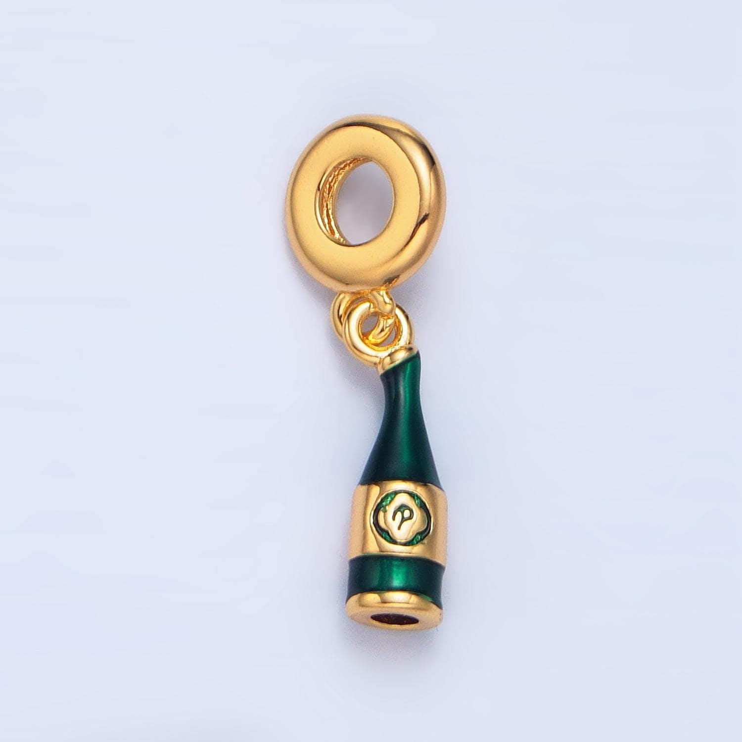 24 gold filled champagne bottle charm wine bottle rondelle bail drop pendant bracelet | x742