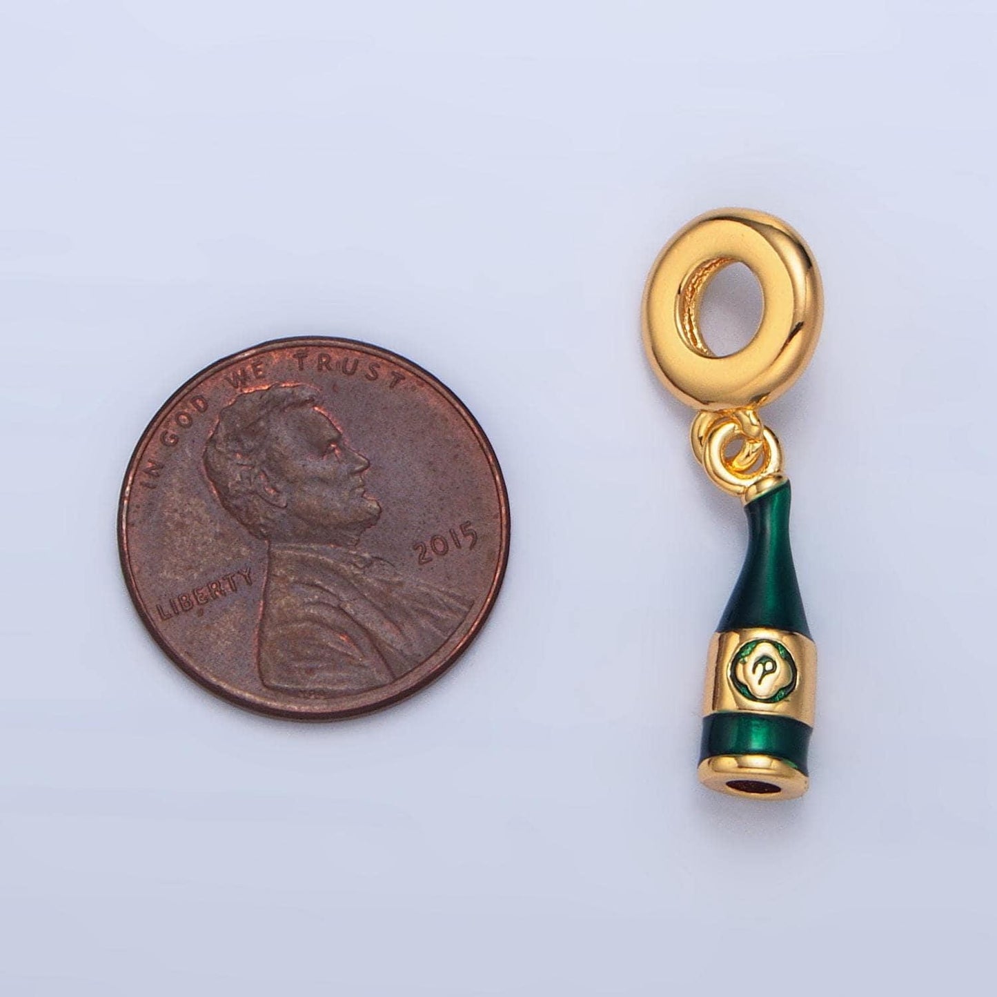 24 gold filled champagne bottle charm wine bottle rondelle bail drop pendant bracelet | x742