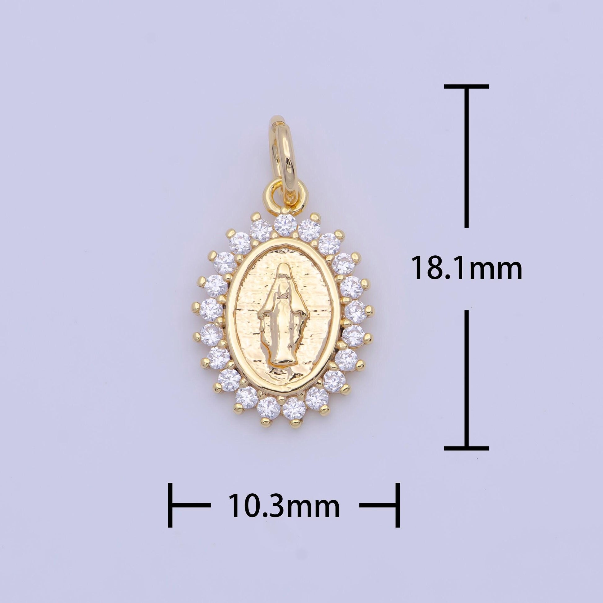 18k gold plated virgin mary jesus christ catholic bijoux sunburst micro pave cz charm | x-710