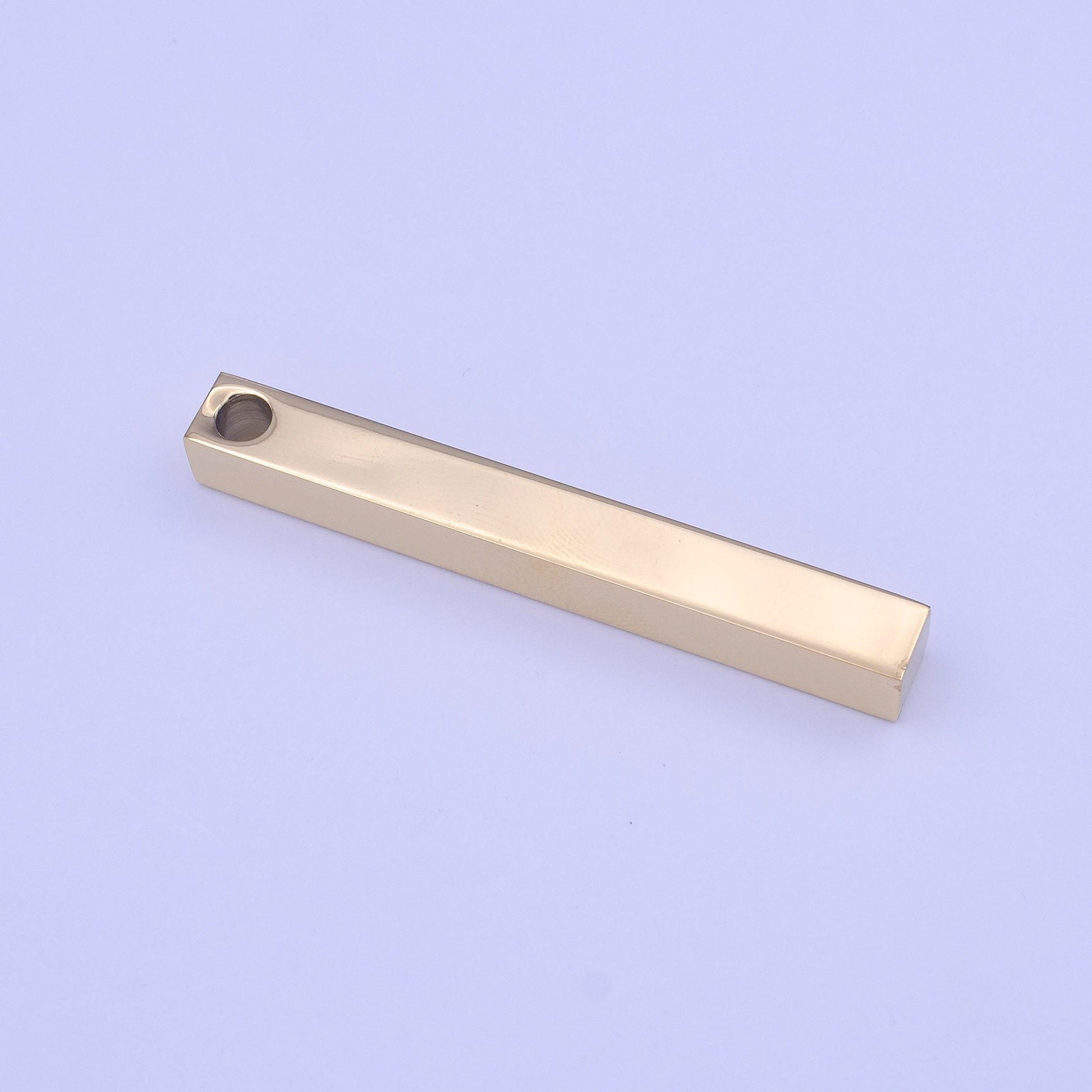 Personalized bar gold, silver engraved bar, 49.9x5.9mm 2mm hole vertical bar good for personalized jewelry name necklace