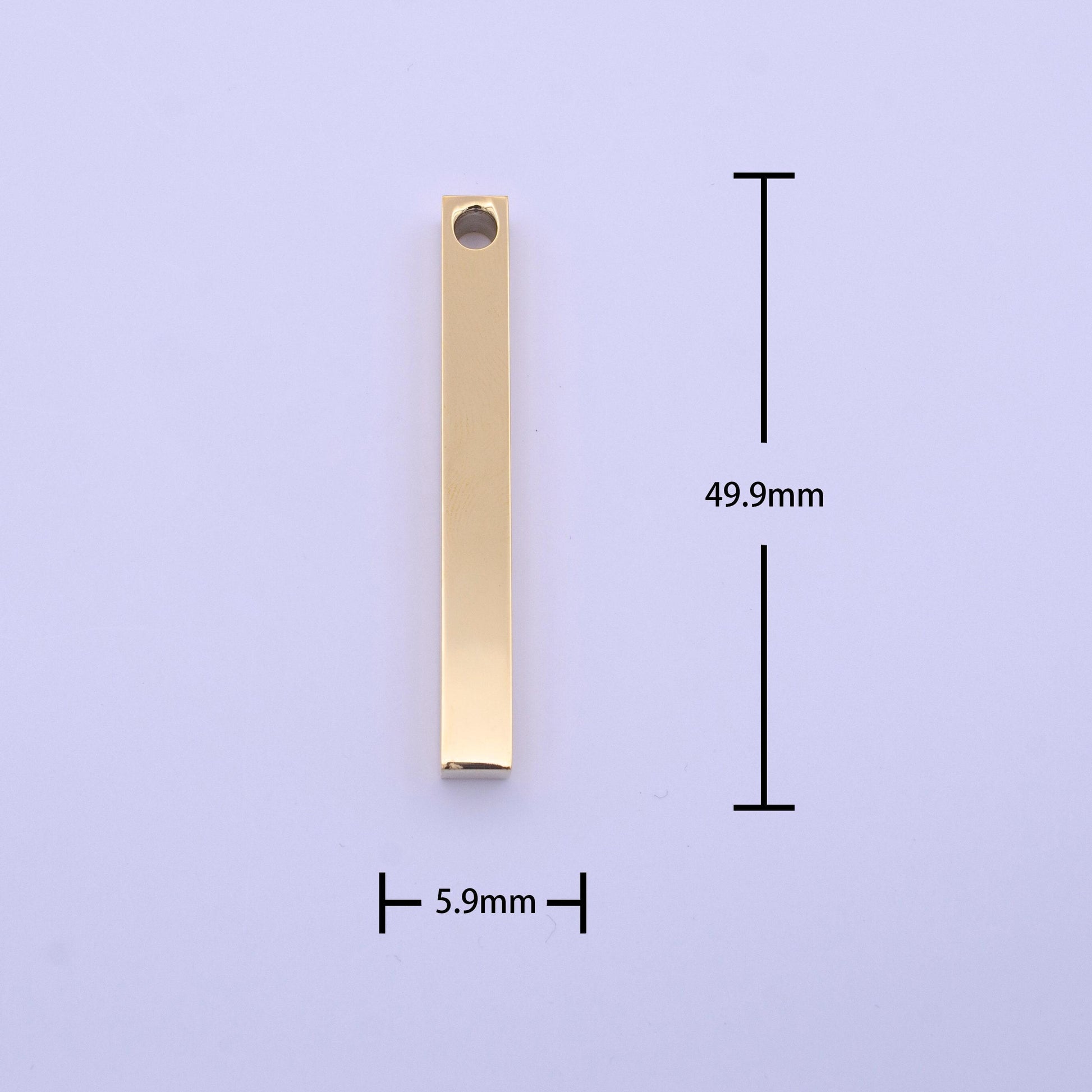 Personalized bar gold, silver engraved bar, 49.9x5.9mm 2mm hole vertical bar good for personalized jewelry name necklace