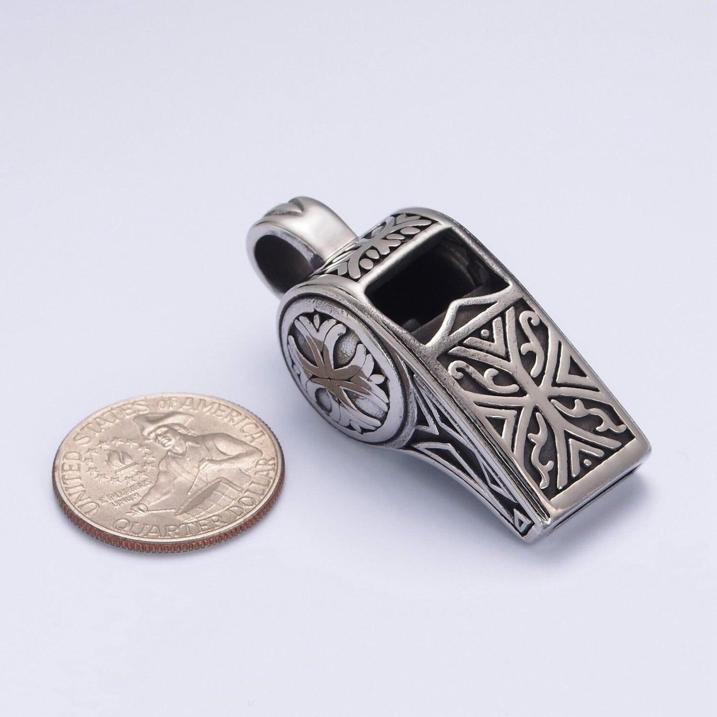 Stainless steel abstract designed whistle pendant, every day whistle charms for jewelry making | x-644