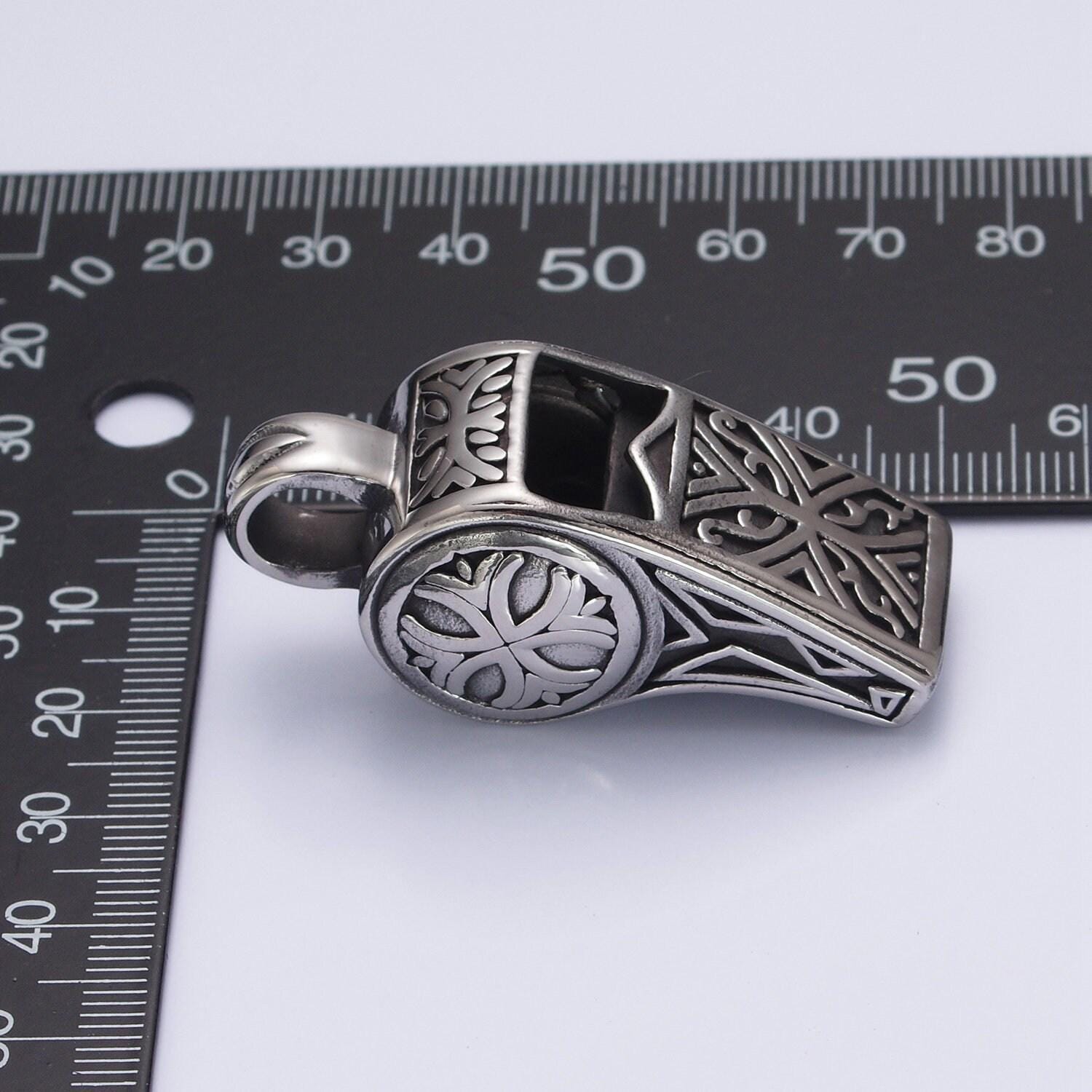 Stainless steel abstract designed whistle pendant, every day whistle charms for jewelry making | x-644