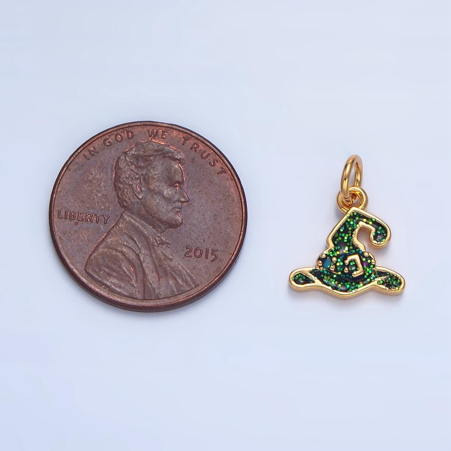 Dainty enamel witch hat charm 18k gold filled wizard sorcerer hat pendant for halloween jewelry making supply x621