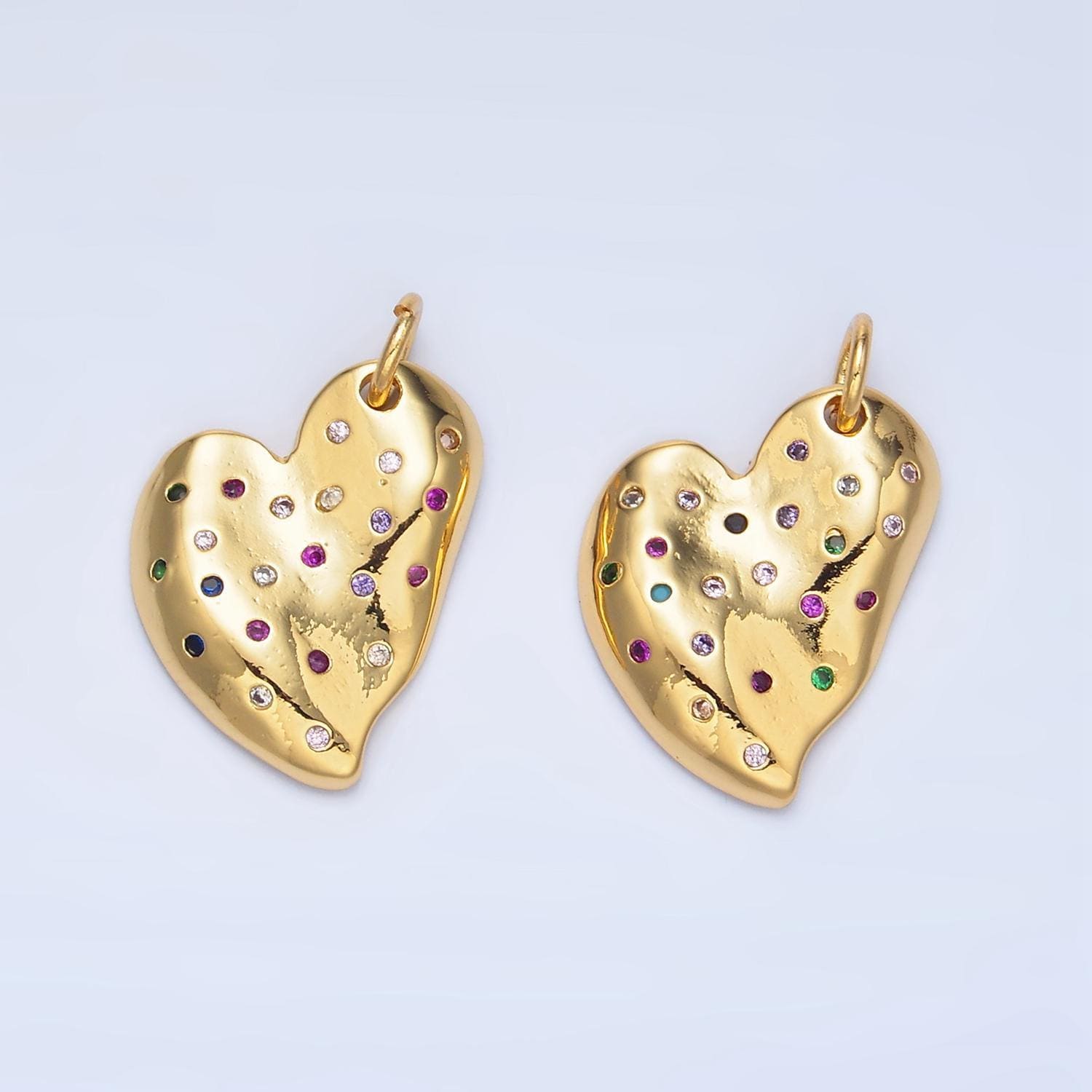 Multi color cz heart charm pendant 24k gold filled charm love jewelry bracelet necklace making x609