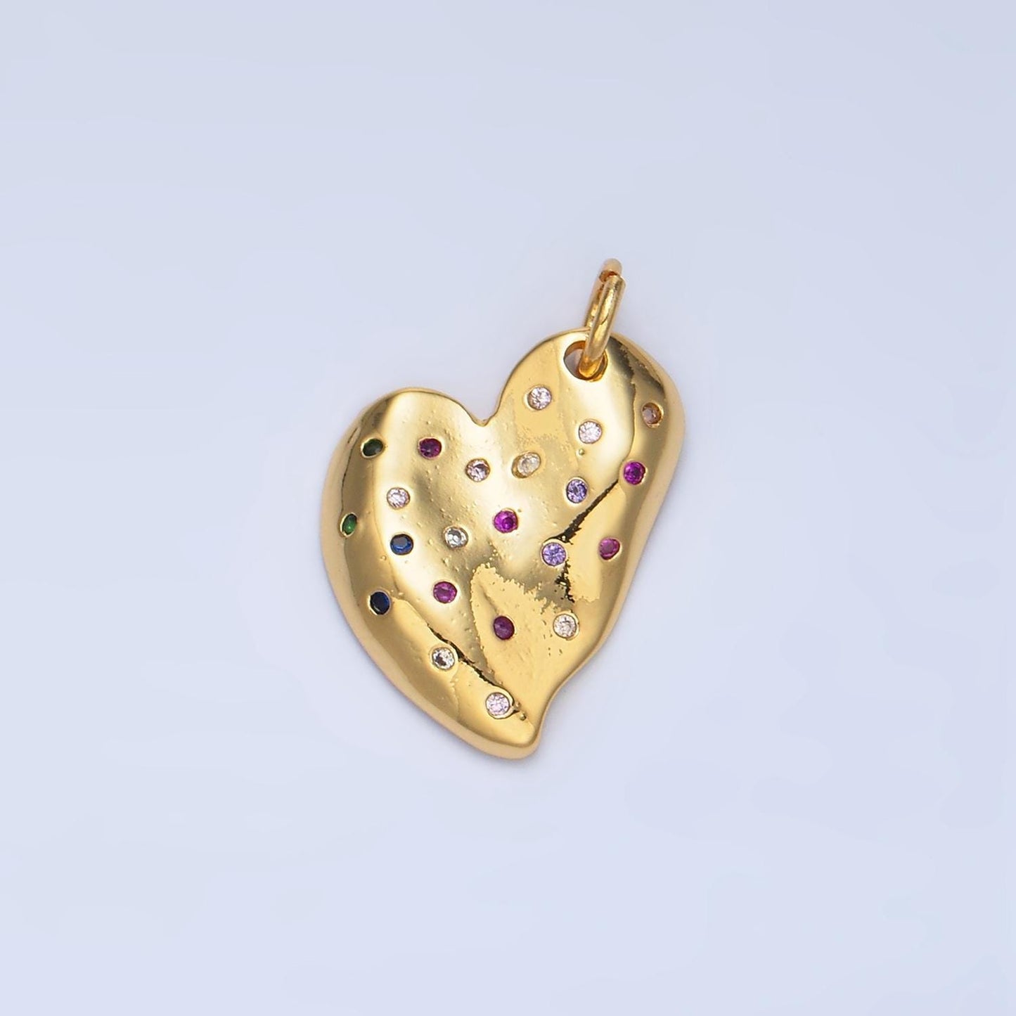 Multi color cz heart charm pendant 24k gold filled charm love jewelry bracelet necklace making x609