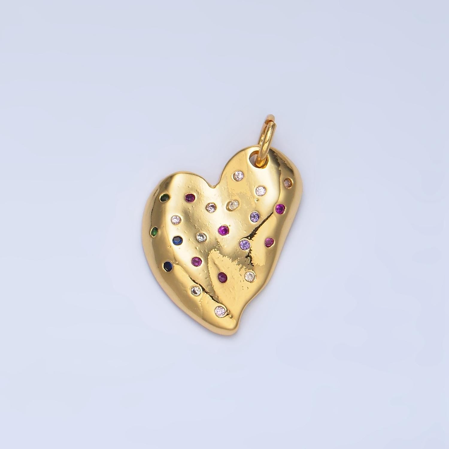 Multi color cz heart charm pendant 24k gold filled charm love jewelry bracelet necklace making x609