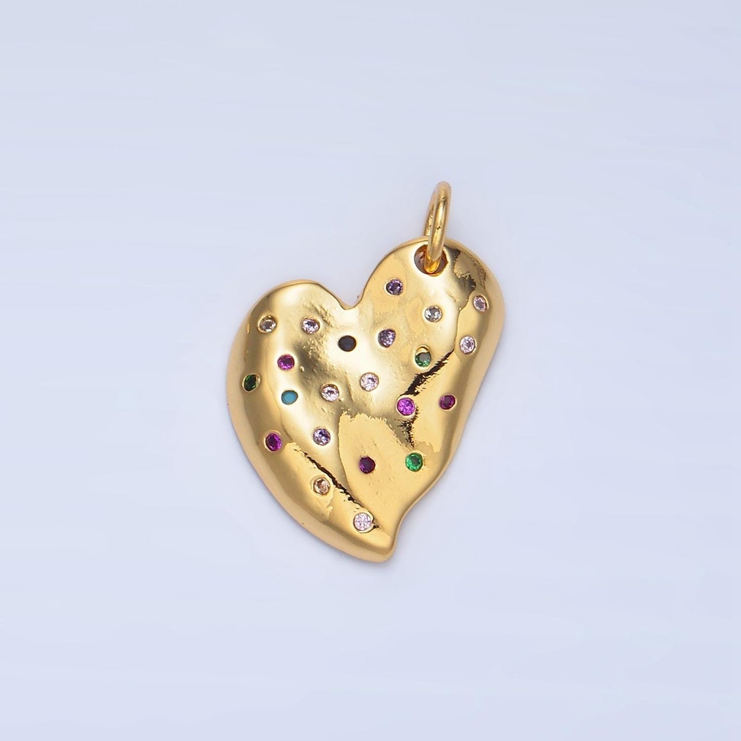 Multi color cz heart charm pendant 24k gold filled charm love jewelry bracelet necklace making x609