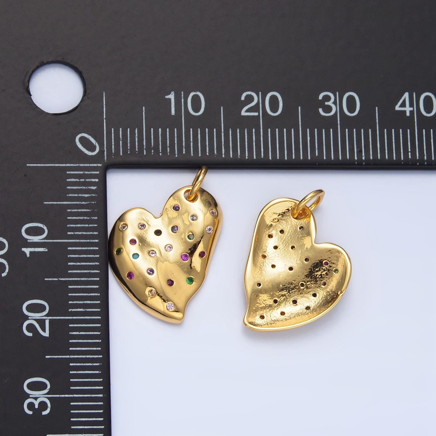 Multi color cz heart charm pendant 24k gold filled charm love jewelry bracelet necklace making x609