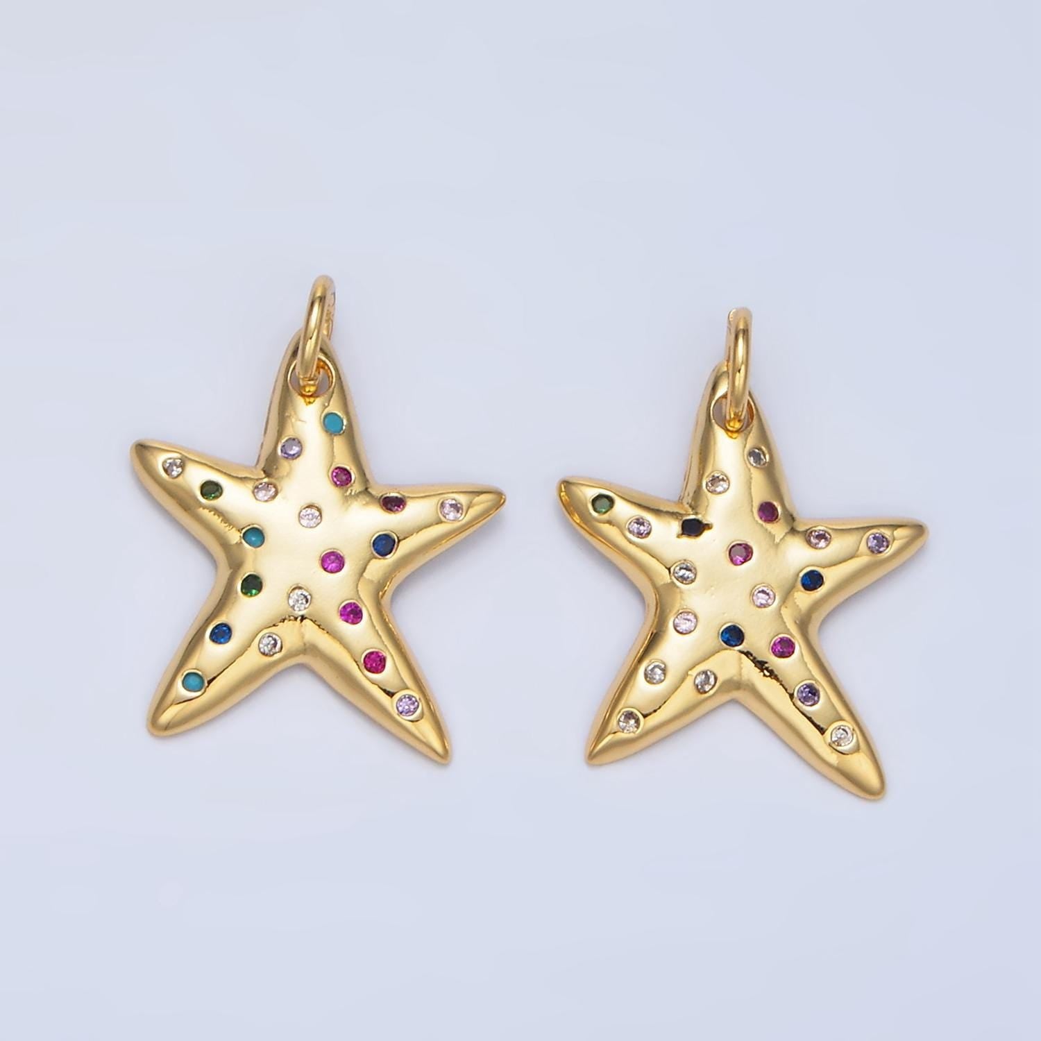 Multi color cz star charm pendant 24k gold filled charm celestial jewelry bracelet necklace making x608