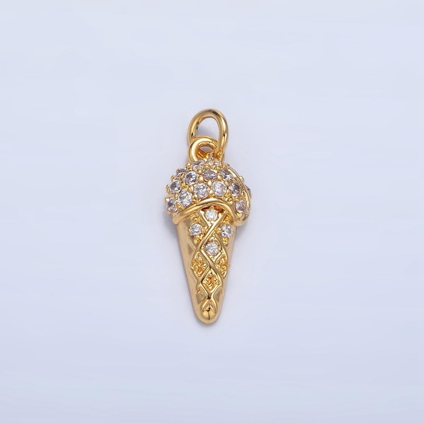 Mini 24k gold filled micro pave cz ice cream pendant charm, ice cream pendant charm, desert pendant, for diy jewelry making x598