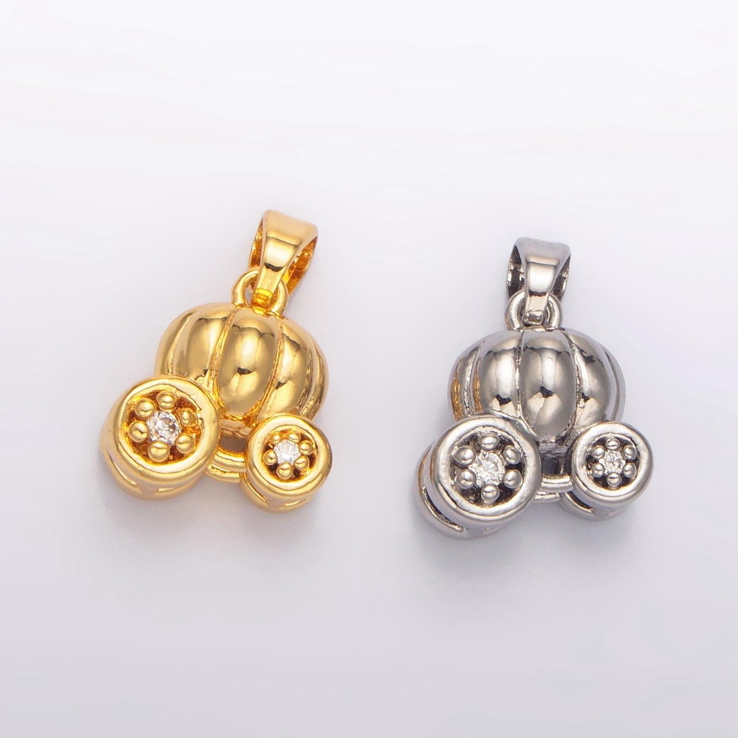 Mini pumpkin carriage pendant in gold fairytale diy kids fashion charm add on necklace bracelet earring princess party inspired x597