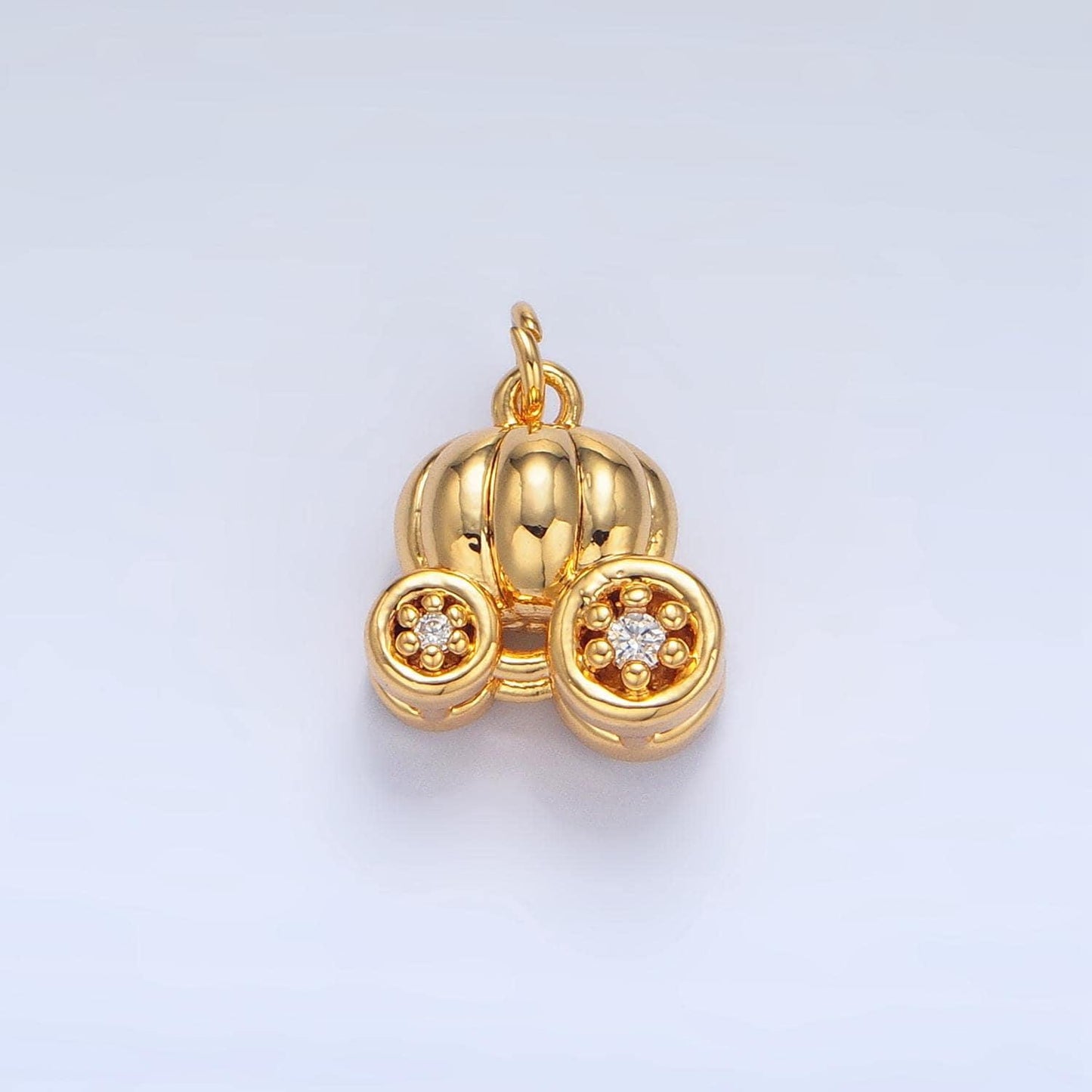 Mini pumpkin carriage pendant in gold fairytale diy kids fashion charm add on necklace bracelet earring princess party inspired x597