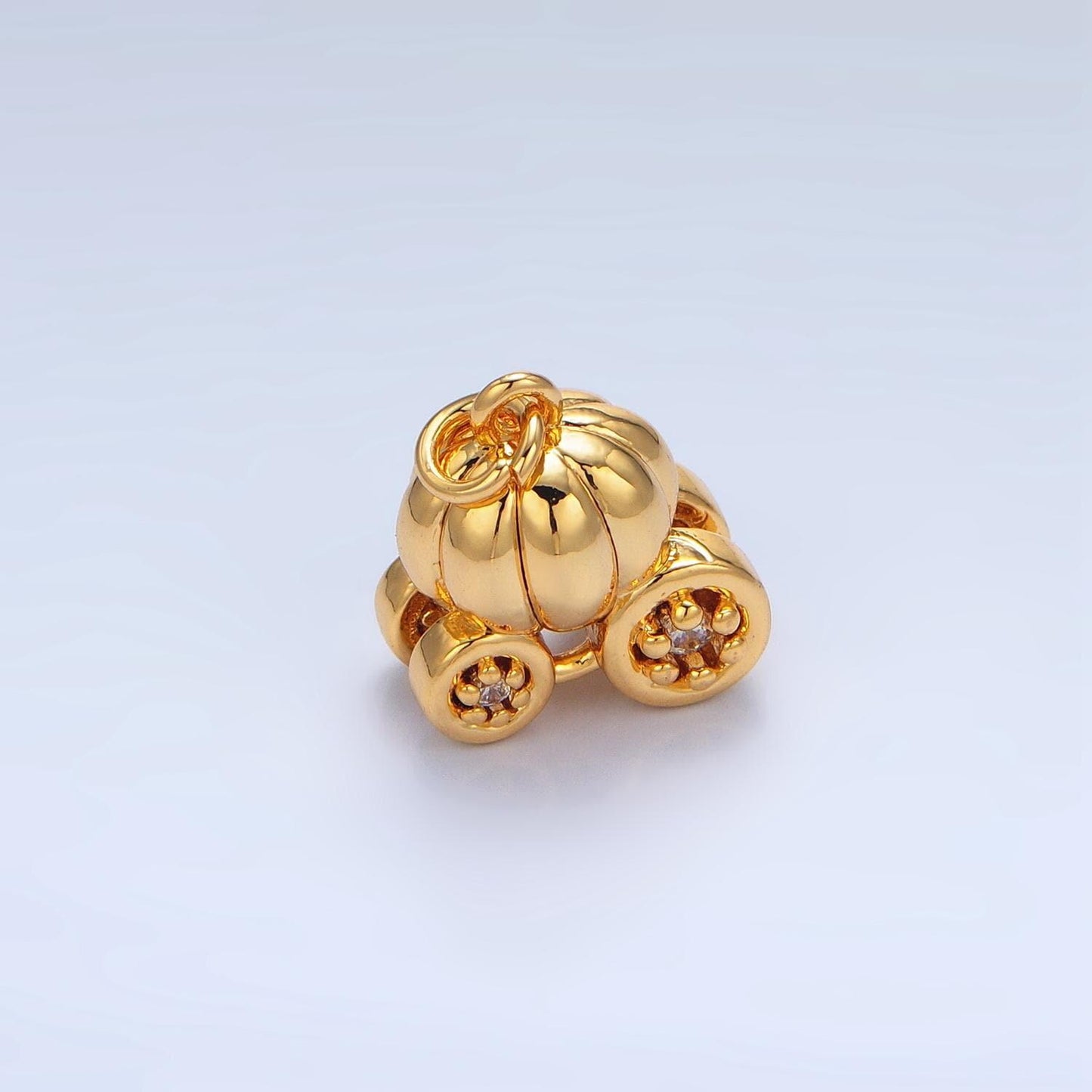 Mini pumpkin carriage pendant in gold fairytale diy kids fashion charm add on necklace bracelet earring princess party inspired x597