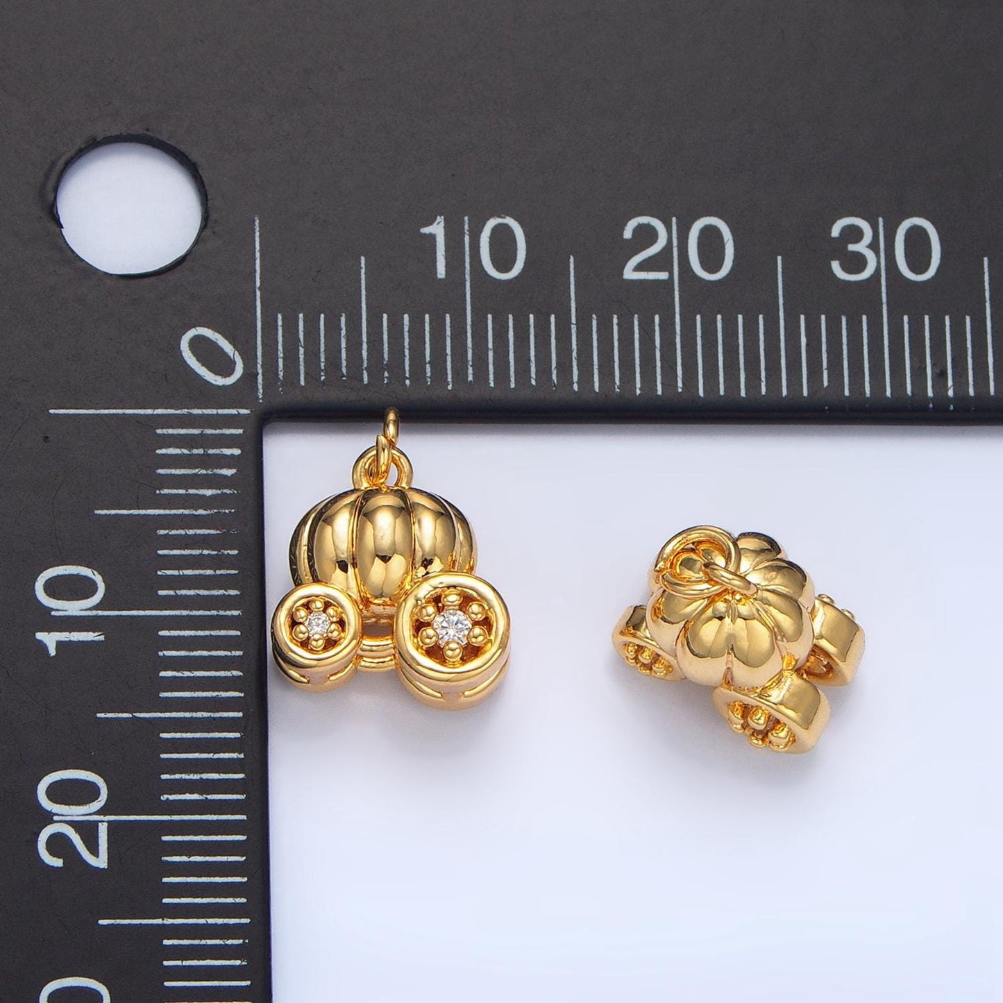 Mini pumpkin carriage pendant in gold fairytale diy kids fashion charm add on necklace bracelet earring princess party inspired x597