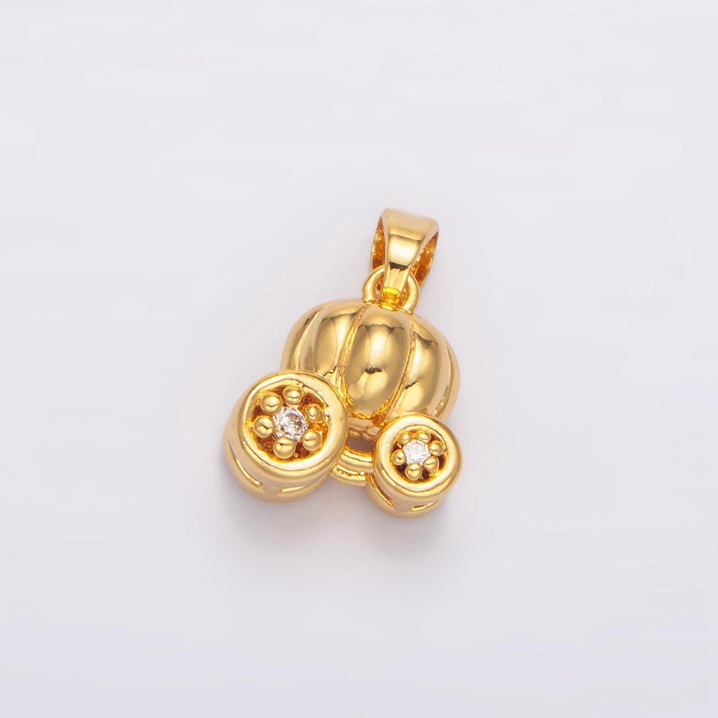Mini pumpkin carriage pendant in gold fairytale diy kids fashion charm add on necklace bracelet earring princess party inspired x597