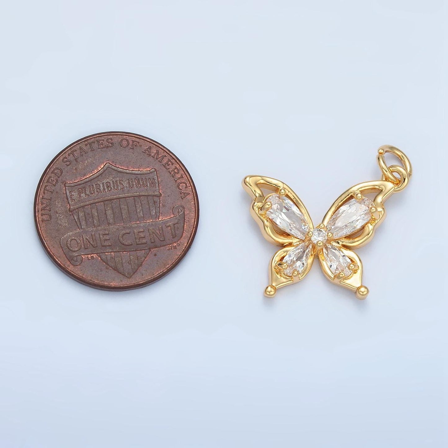 Molten gold filled butterfly cz paved animal charm | x-560