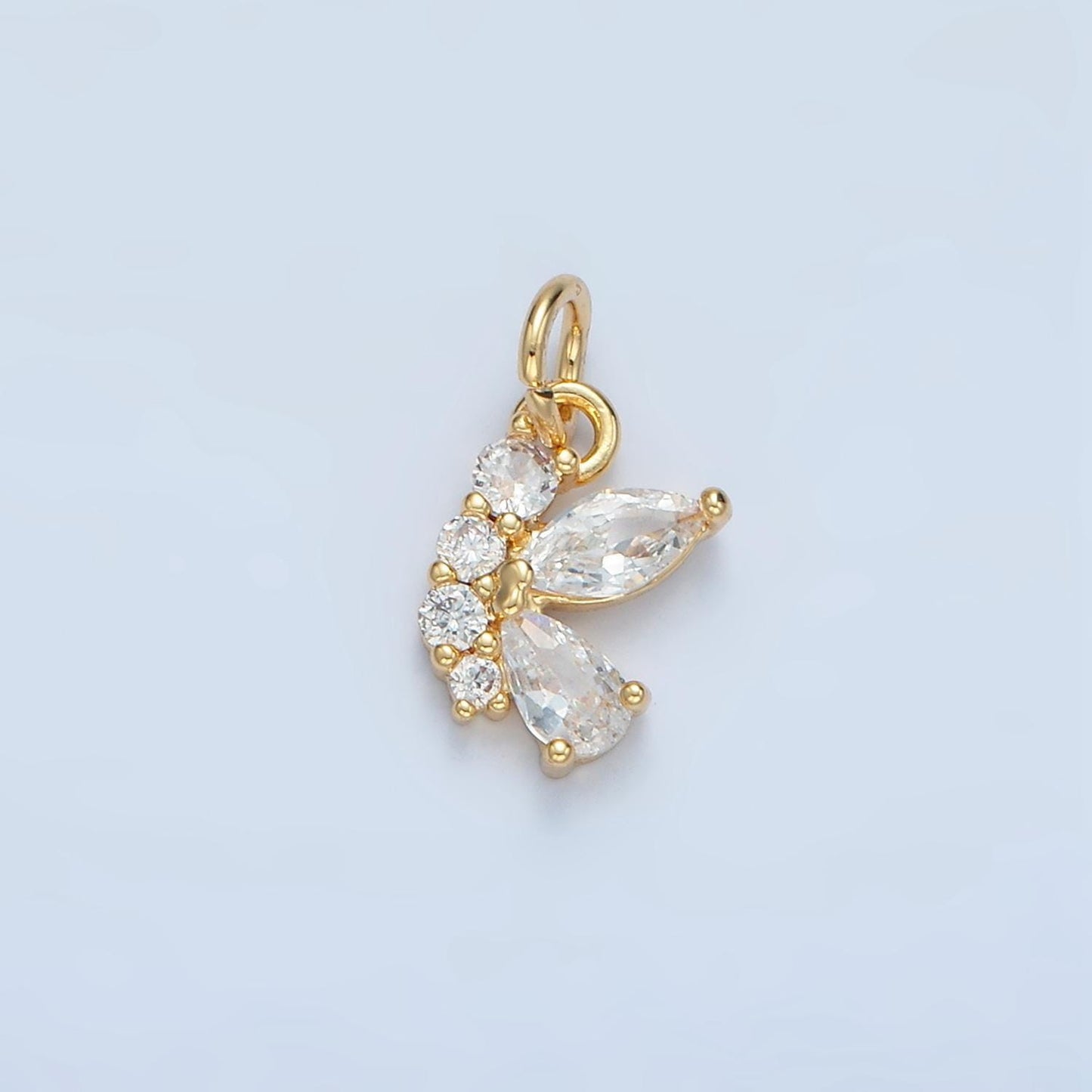 Butterfly cz paved wing 24k gold filled insect charm | x-551