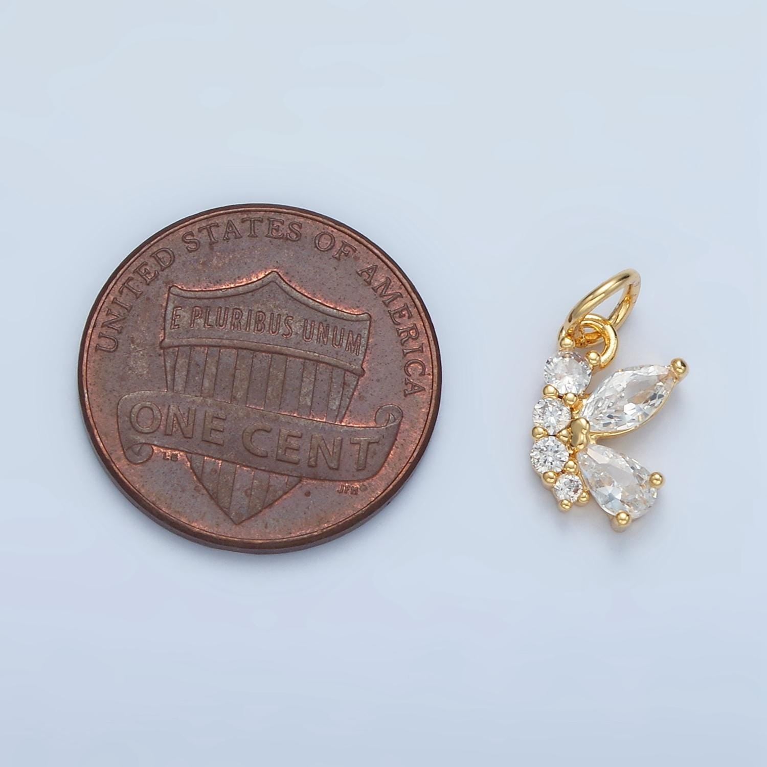 Butterfly cz paved wing 24k gold filled insect charm | x-551