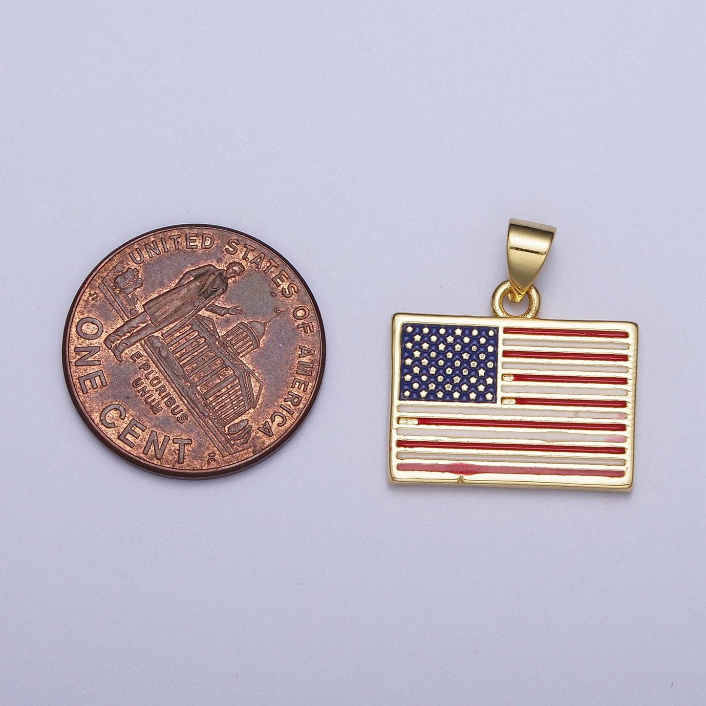 14k gold plated american flag pendant, 4th of july independence day pendant for jewelry making | x-468