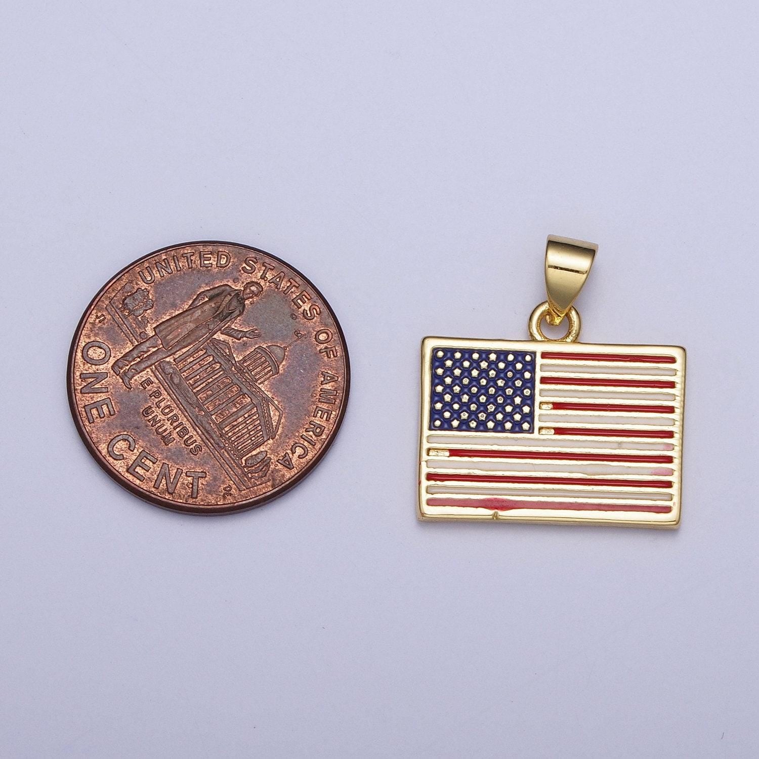 14k gold plated american flag pendant, 4th of july independence day pendant for jewelry making | x-468