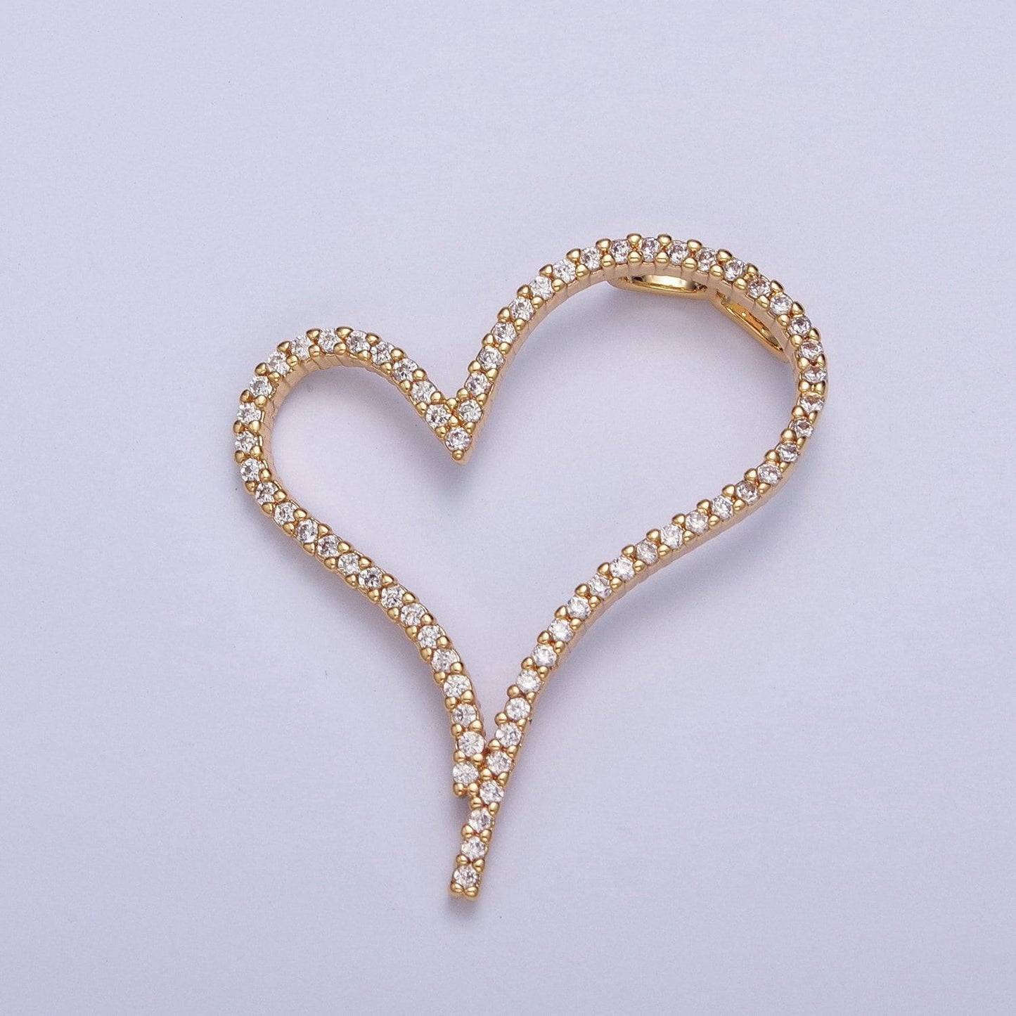 24k gold filled micro pave love heart cubic zirconia cz pendant heart outline charm for jewelry necklace making | x-437