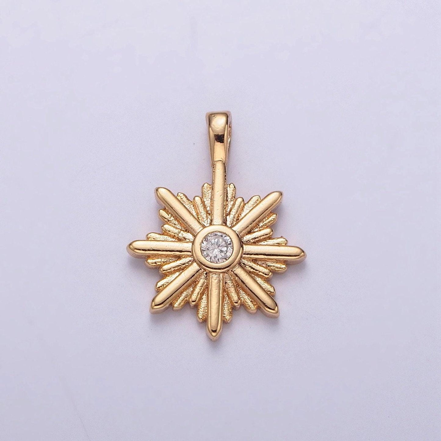 24k gold plated mini north bright stars snowflake cubic zirconia charm micro pave cz snow stars charm for earring bracelet necklace | x-419