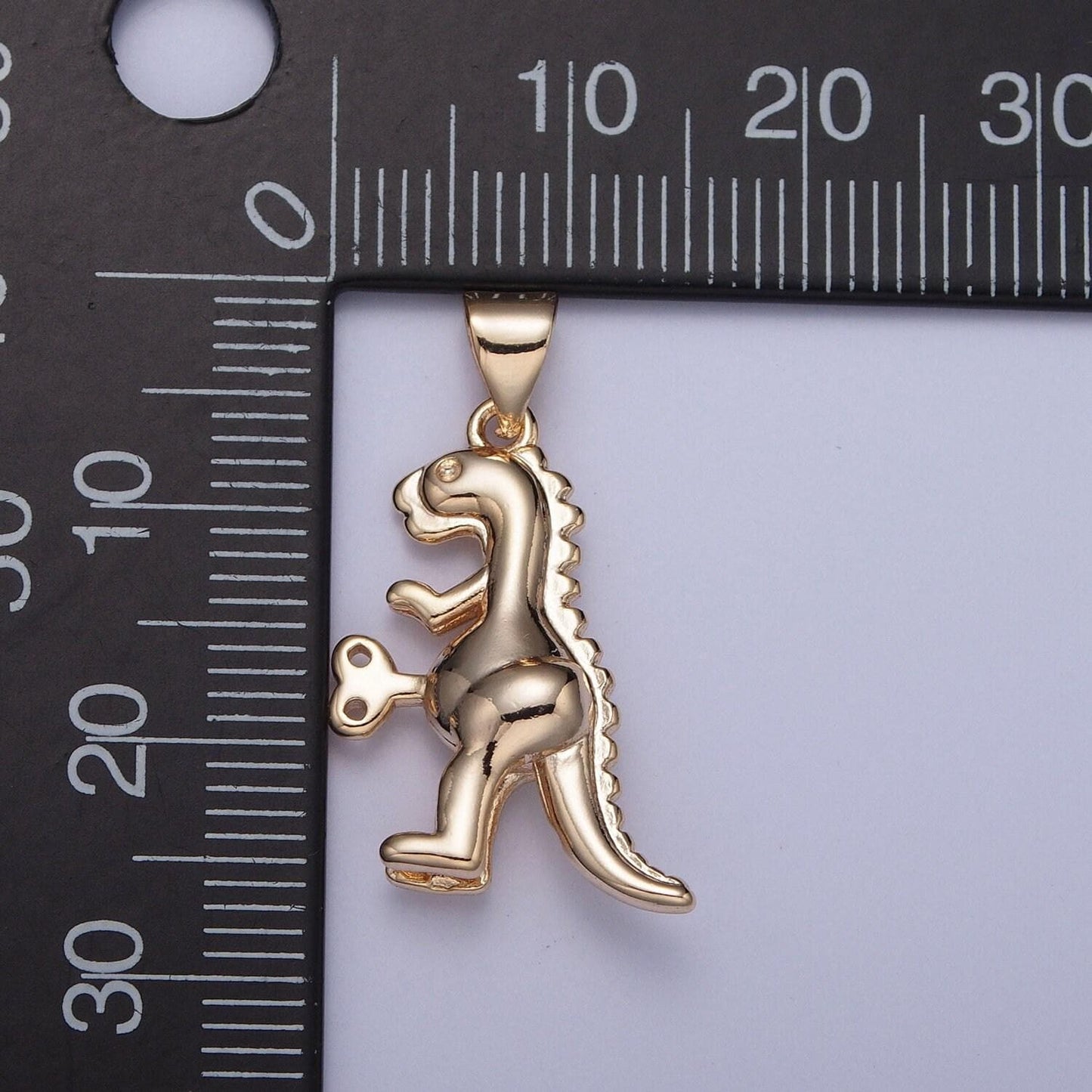 16k gold filled dinosaur toy pendants in gold, tyrannosaurus charm trex dino jewelry | x-388