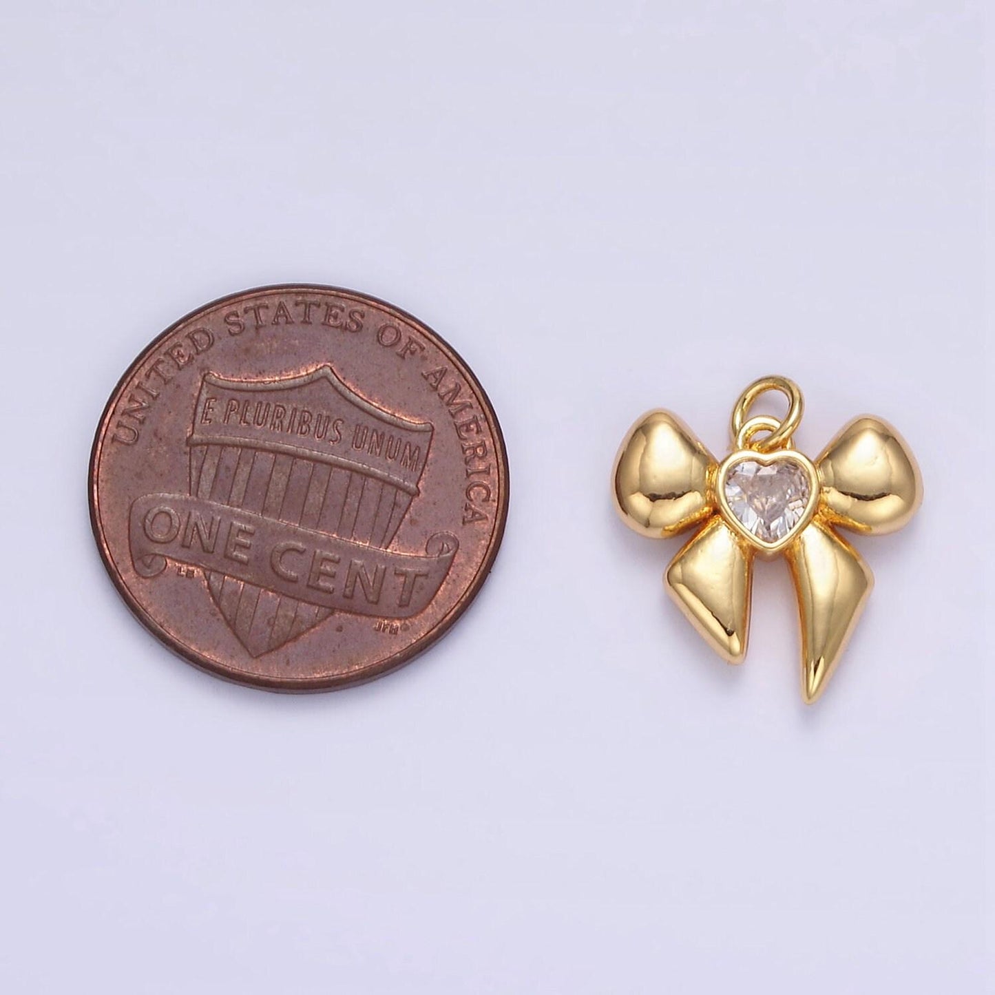 Gold bow charm micro pave ribbon charm clear cubic charms cz gold charm dainty minimalist jewelry supply e361
