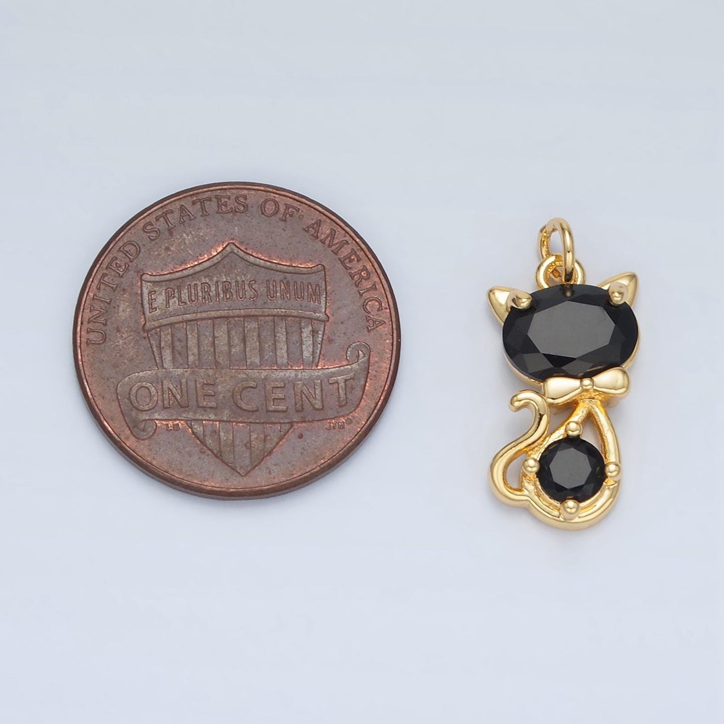 14k gold filled black cat cz cute kitty pussy animal charm | x309