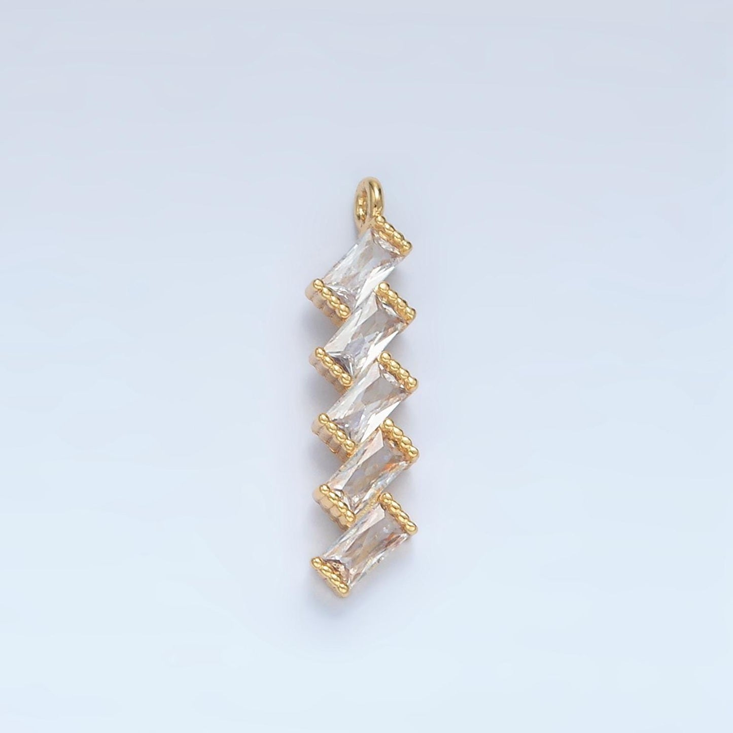 24k gold filled multiple geometric clear cz drop w/out jump ring charm | x-283