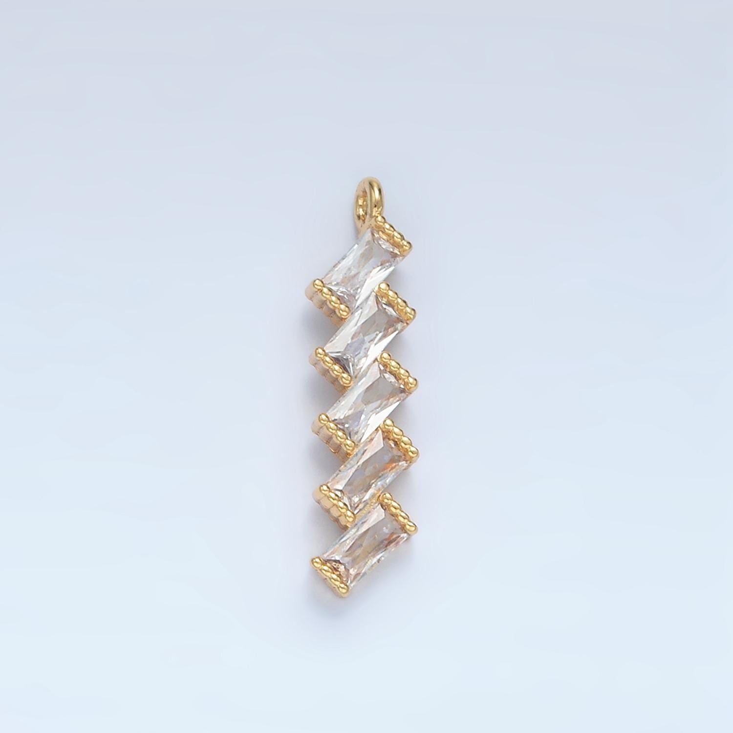 24k gold filled multiple geometric clear cz drop w/out jump ring charm | x-283