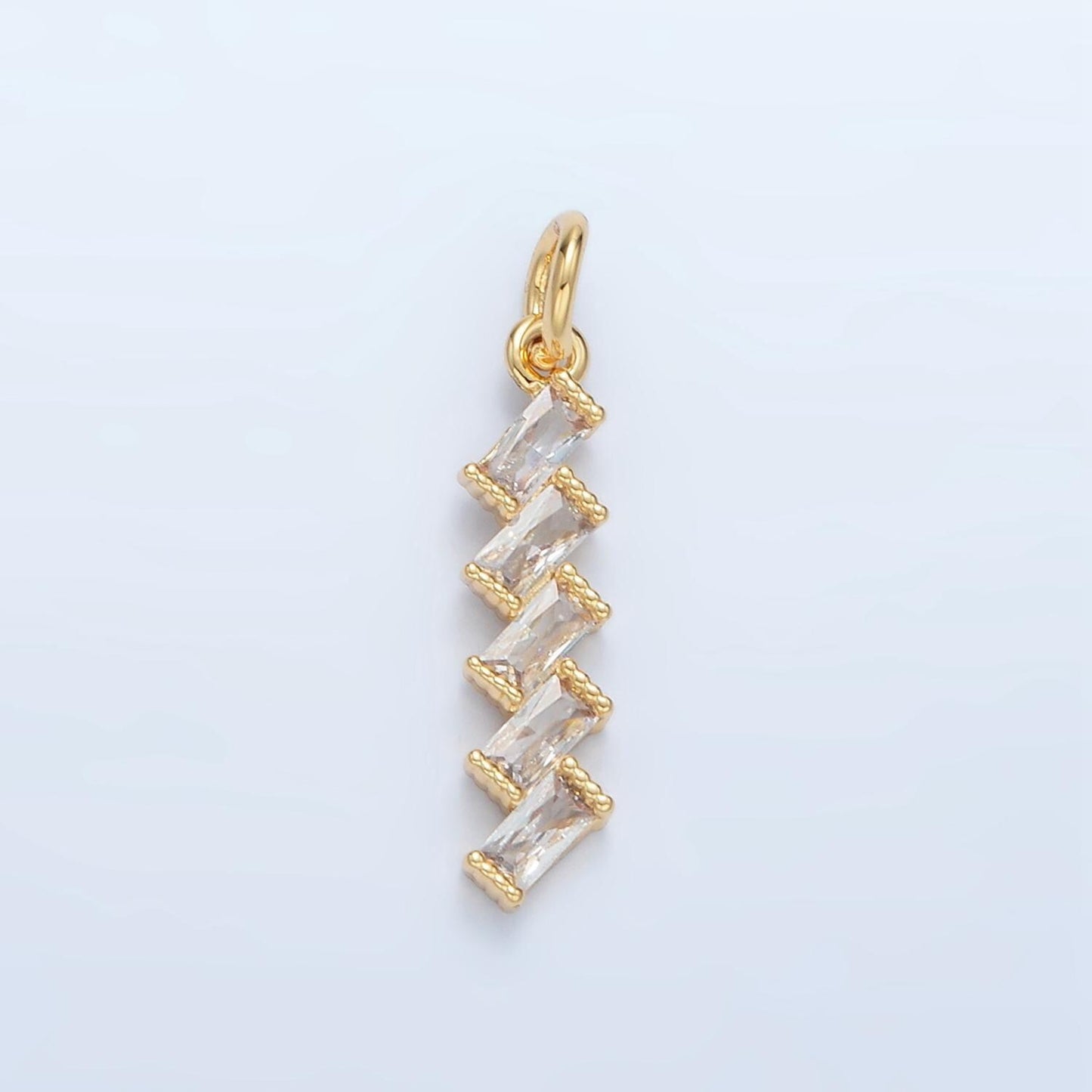 24k gold filled multiple geometric clear cz drop charm | x-283