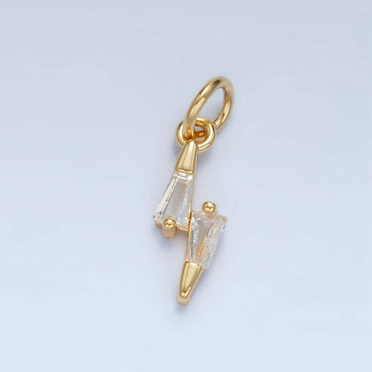 Cz baguette lightning bolt mini gold filled weather charm | x-278