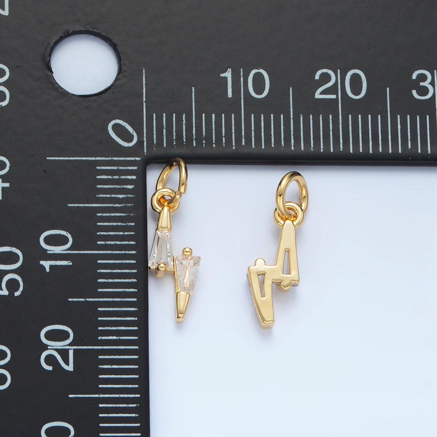 Cz baguette lightning bolt mini gold filled weather charm | x-278