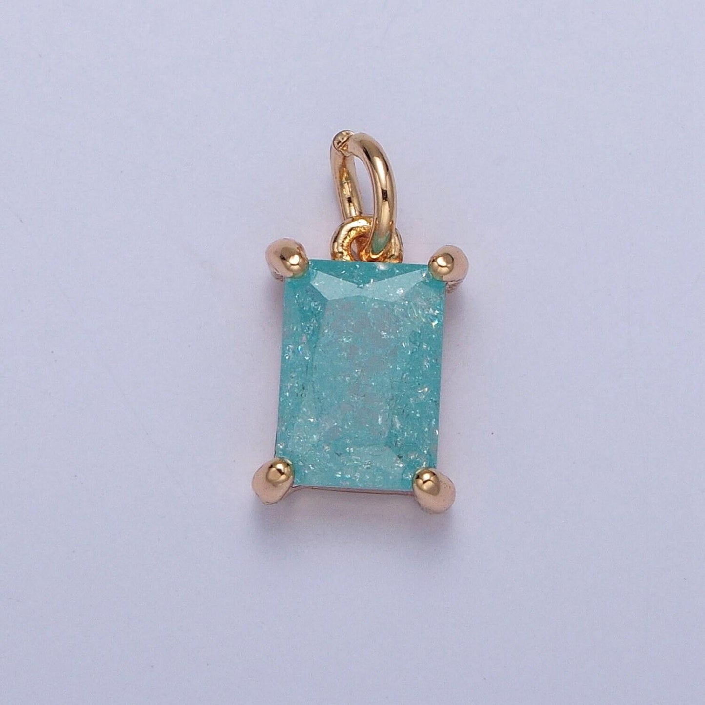16k gold filled dainty rectangle colorful cubic zirconia cz stone crystal charm, pastel stone cz pendant for jewelry making | x-268~x-272