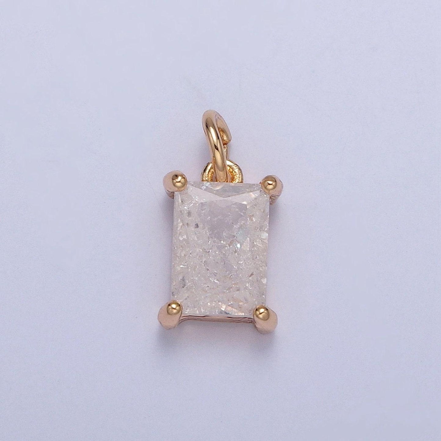 16k gold filled dainty rectangle colorful cubic zirconia cz stone crystal charm, pastel stone cz pendant for jewelry making | x-268~x-272