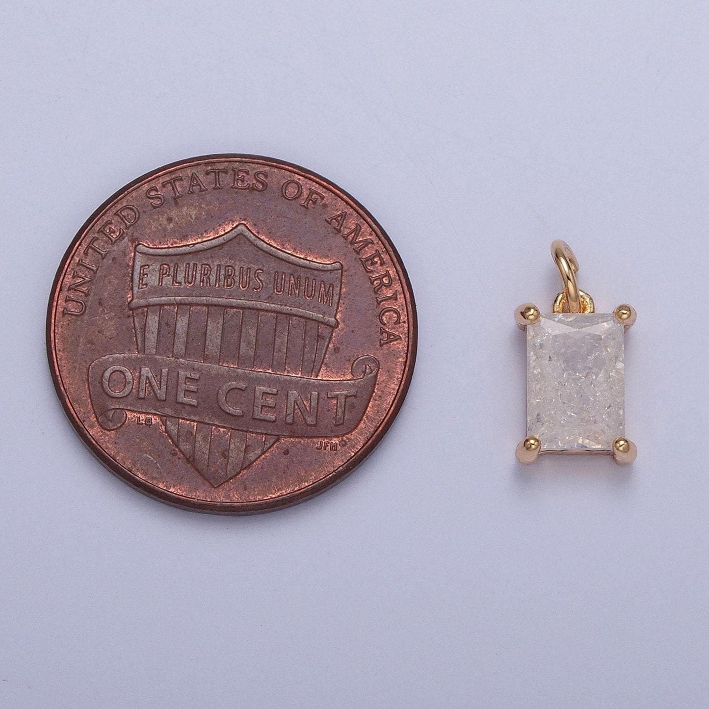 16k gold filled dainty rectangle colorful cubic zirconia cz stone crystal charm, pastel stone cz pendant for jewelry making | x-268~x-272