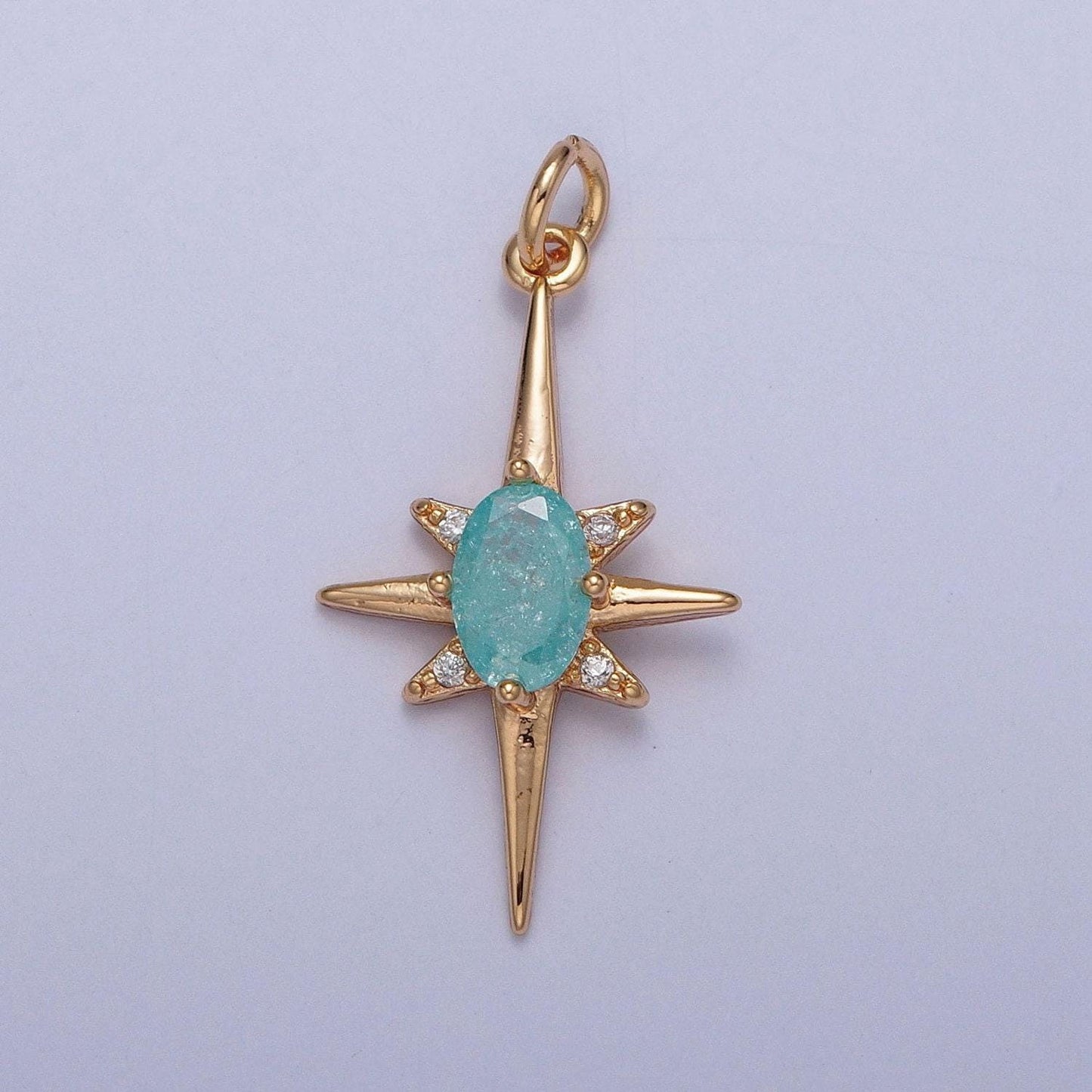 16k gold filled cz stones pastel 8-pointed north star cubic zirconia pendant - gold filled cz drop charm charm | x-264~x-267