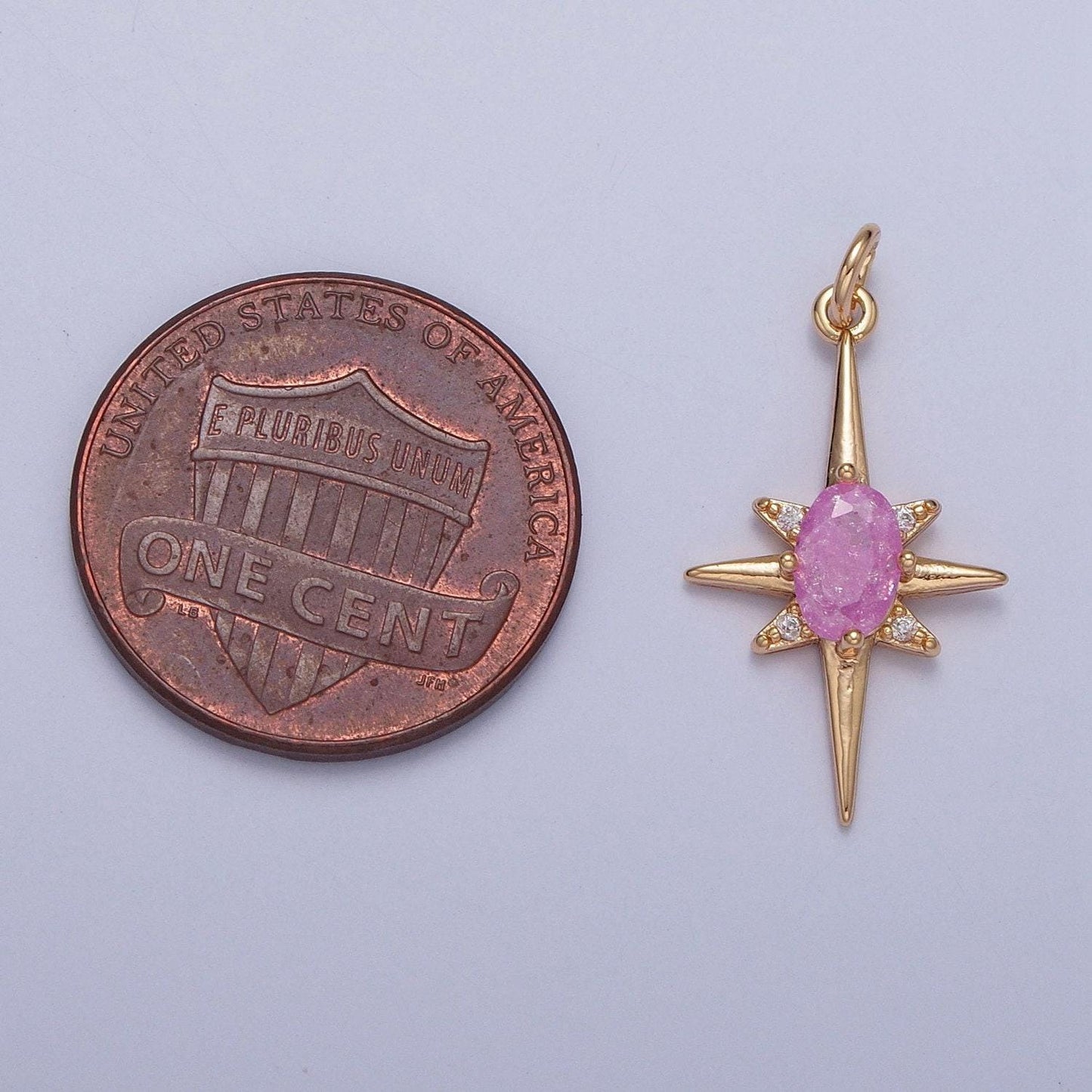 16k gold filled cz stones pastel 8-pointed north star cubic zirconia pendant - gold filled cz drop charm charm | x-264~x-267