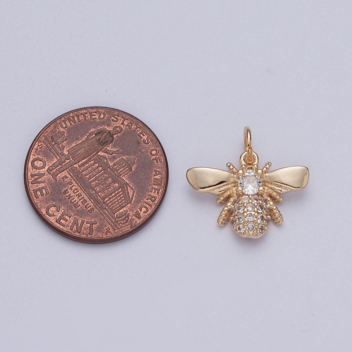 16k gold plated dainty wasps winged flying insects micro pave cz pendant, gold wasp spiders charm, minimalist layering necklaces | x-207