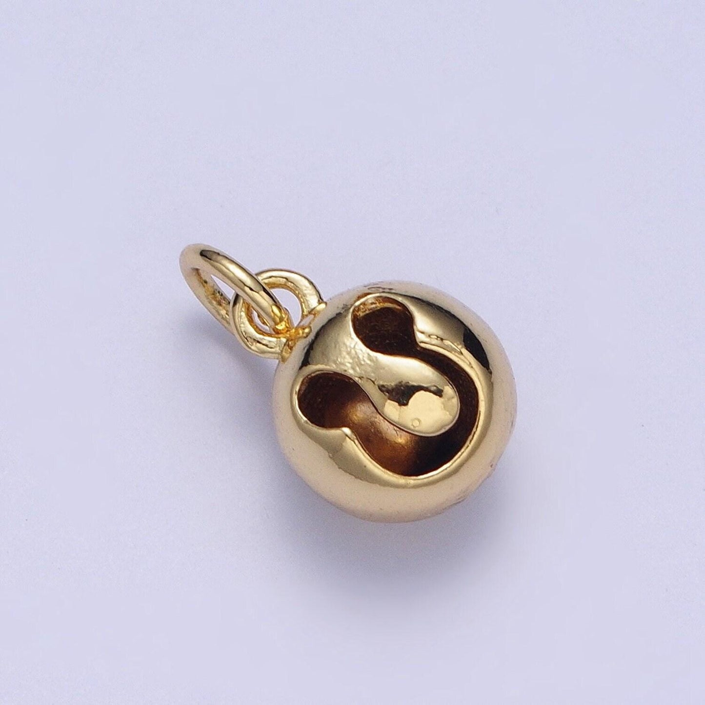 Dainty blue/white enamel evil eye charm, bell ringing ball evil eye pendant, eye of ra bell, minimalist jewelry for diy | x-196, x-197