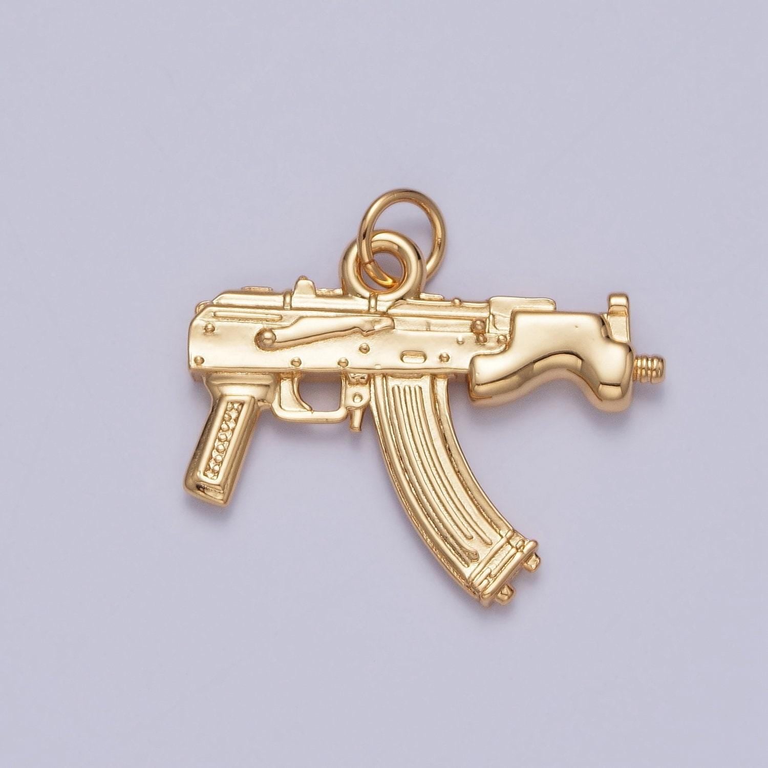 Sp89 semi-auto pistol pendant 24k gold plated gun charm, necklace bracelet charm pendant | x-147
