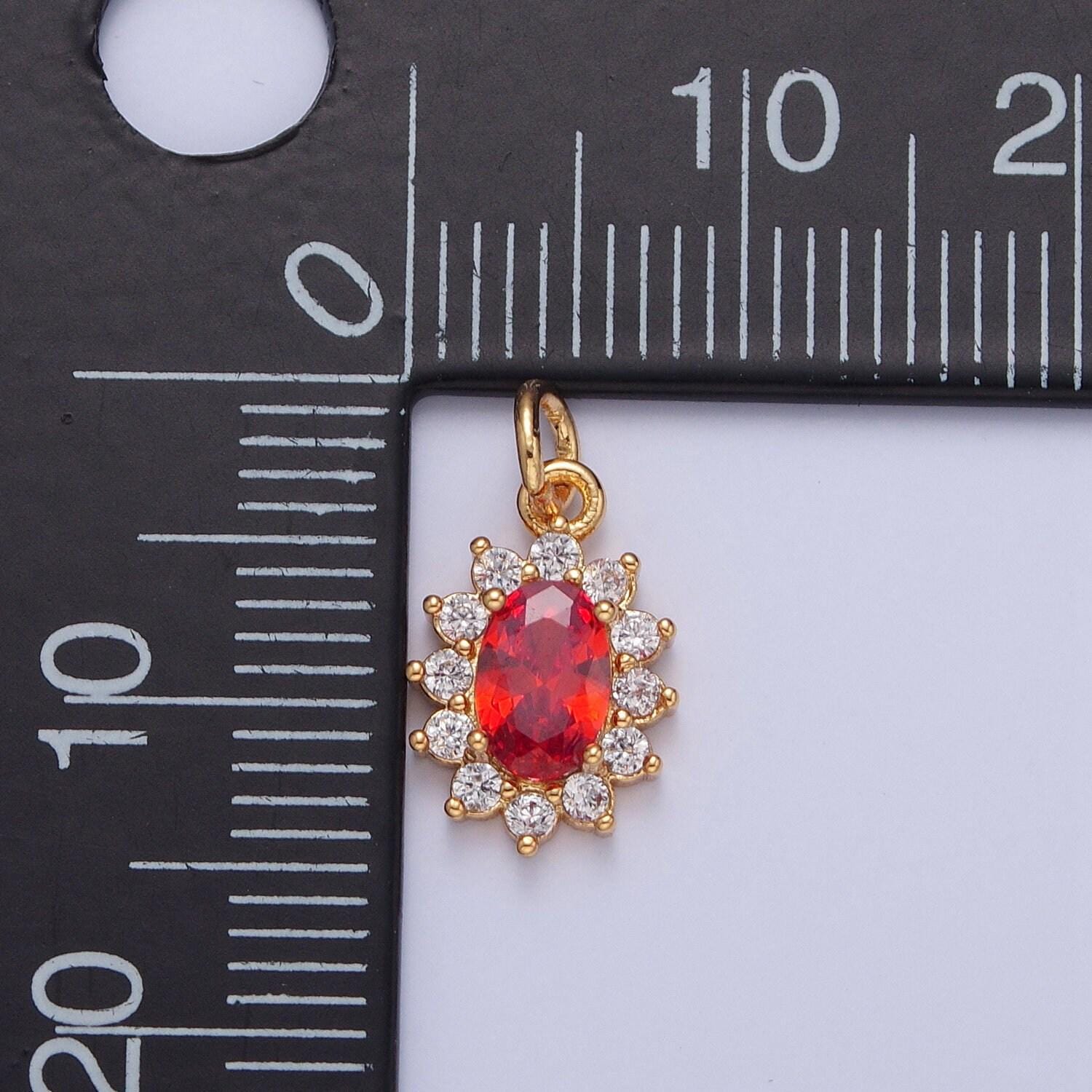 24k gold filled dainty rustic oval flower petals micro pave cz stone pendant, add on charm crystal cz stone for jewelry supply | x-082-x-087