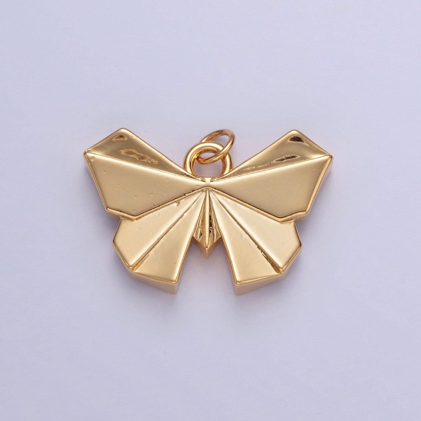 24k gold filled simple origami winged butterfly pendant, minimalistic paper butterfly wings charms for diy jewelry | x-081