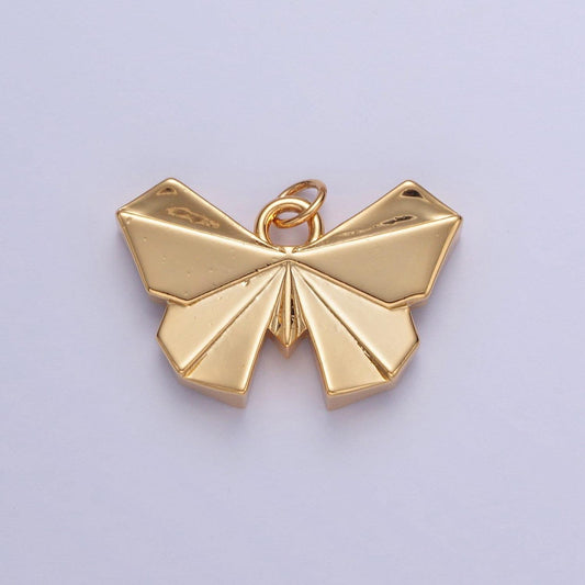 24k gold filled simple origami winged butterfly pendant, minimalistic paper butterfly wings charms for diy jewelry | x-081